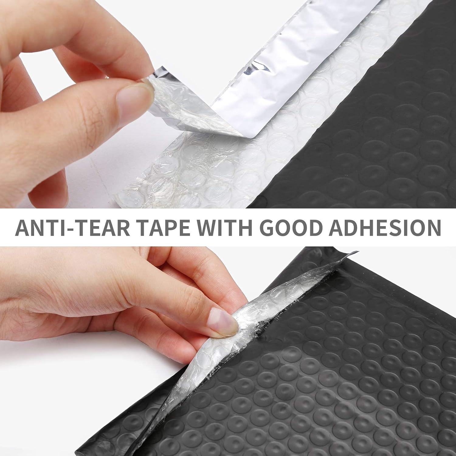 TOMVYTER Poly Bubble Mailers 4x8 Padded Envelopes #000 50pcs, Self Seal Shipping Envelopes Padded Packaging for Small Business (Black, Inside Size: 4x7")