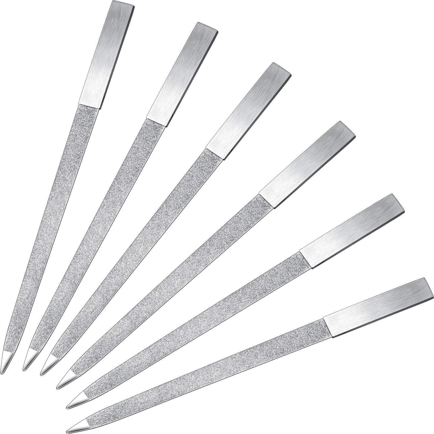 6 Pcs Stainless Steel Nail Files, Double Sided Metal Nail File for Fingernails Toenails, Durable Rustproof Emery Files with Rounded Tip for Men and Women, Safe Nail Care Tool, 18×1 cm