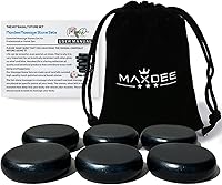 Maxdee 6 Medium Basalt Hot Stones Massage Kit - 2.4" Professional & Home Spa Rocks for Pain Relief, Relaxation, Muscle Tension