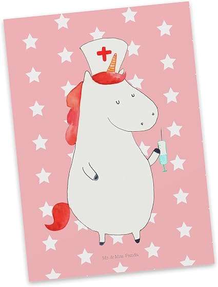 Mr Mrs Panda Carte Cadeau Carte Carte Postale Infirmiere Licorne Couleur Pastel Rouge Amazon Fr Cuisine Et Maison