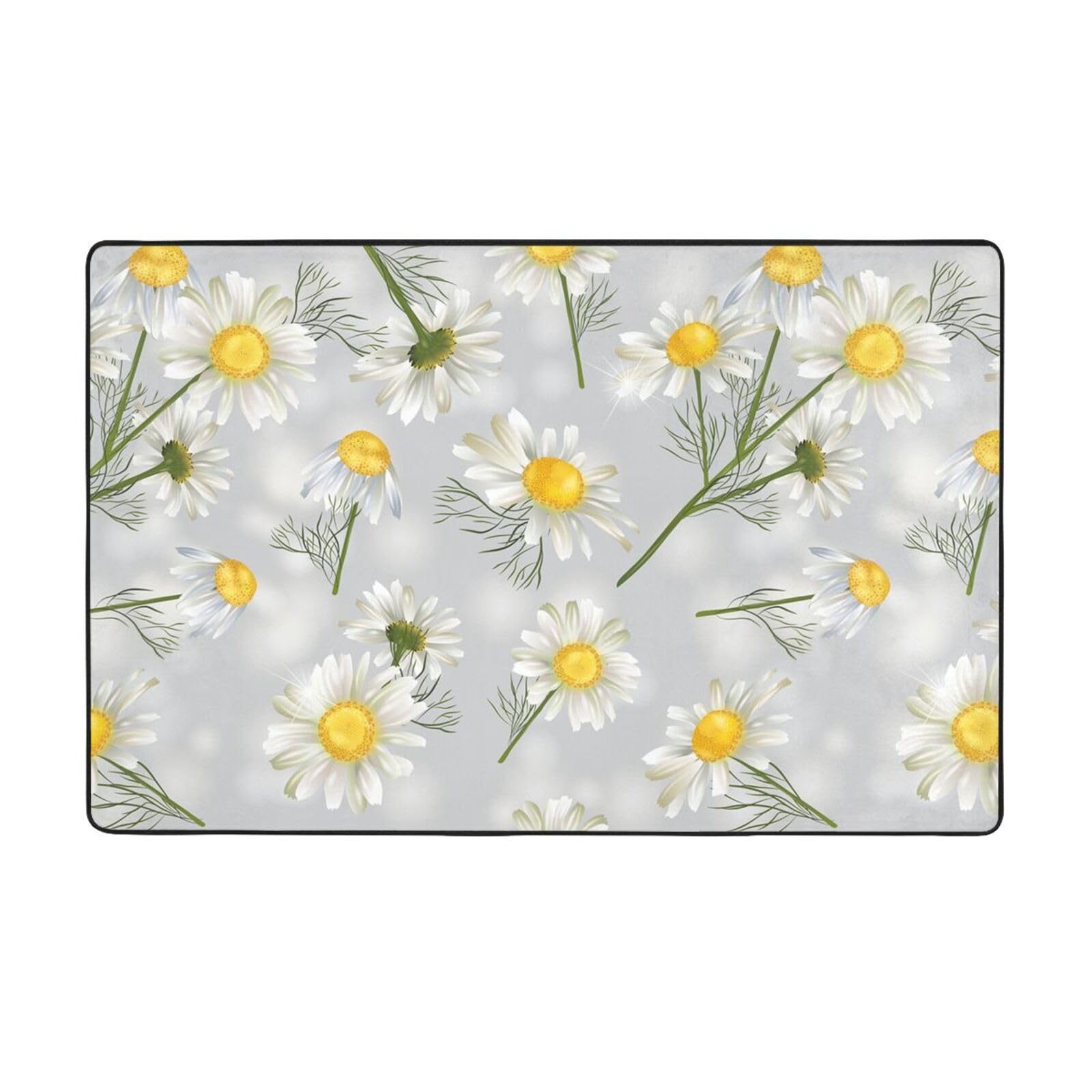 Fleurs de Camomille, Tapis de Sol antidérapant de Grande Taille pour Salon et Chambre, 150 x 100 cm.