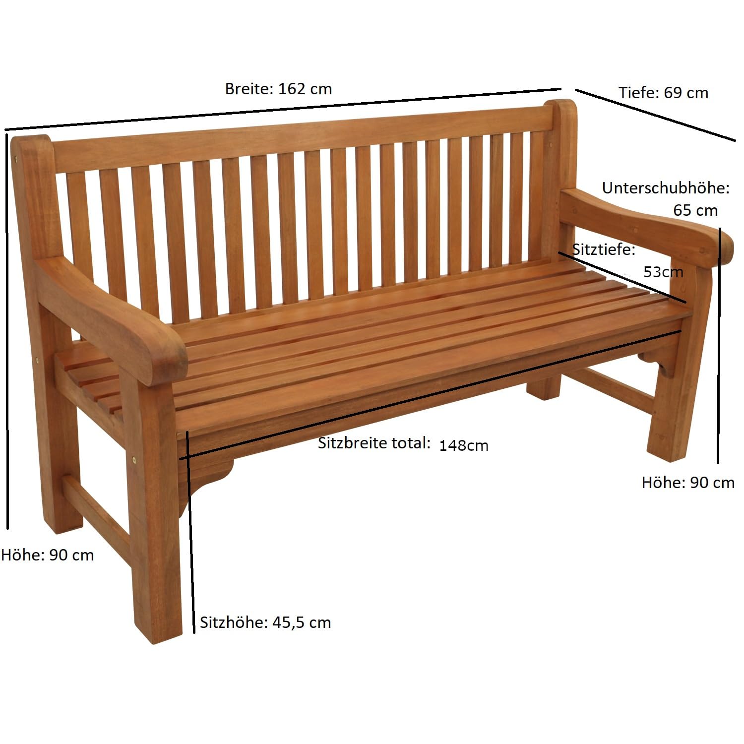 DEGAMO Gartenbank Parkbank Coventry 3-sitzer, Eukalyptus braun geölt, extra stabil im englischen Landhausstil, FSC®-Zertifiziert, Outdoor