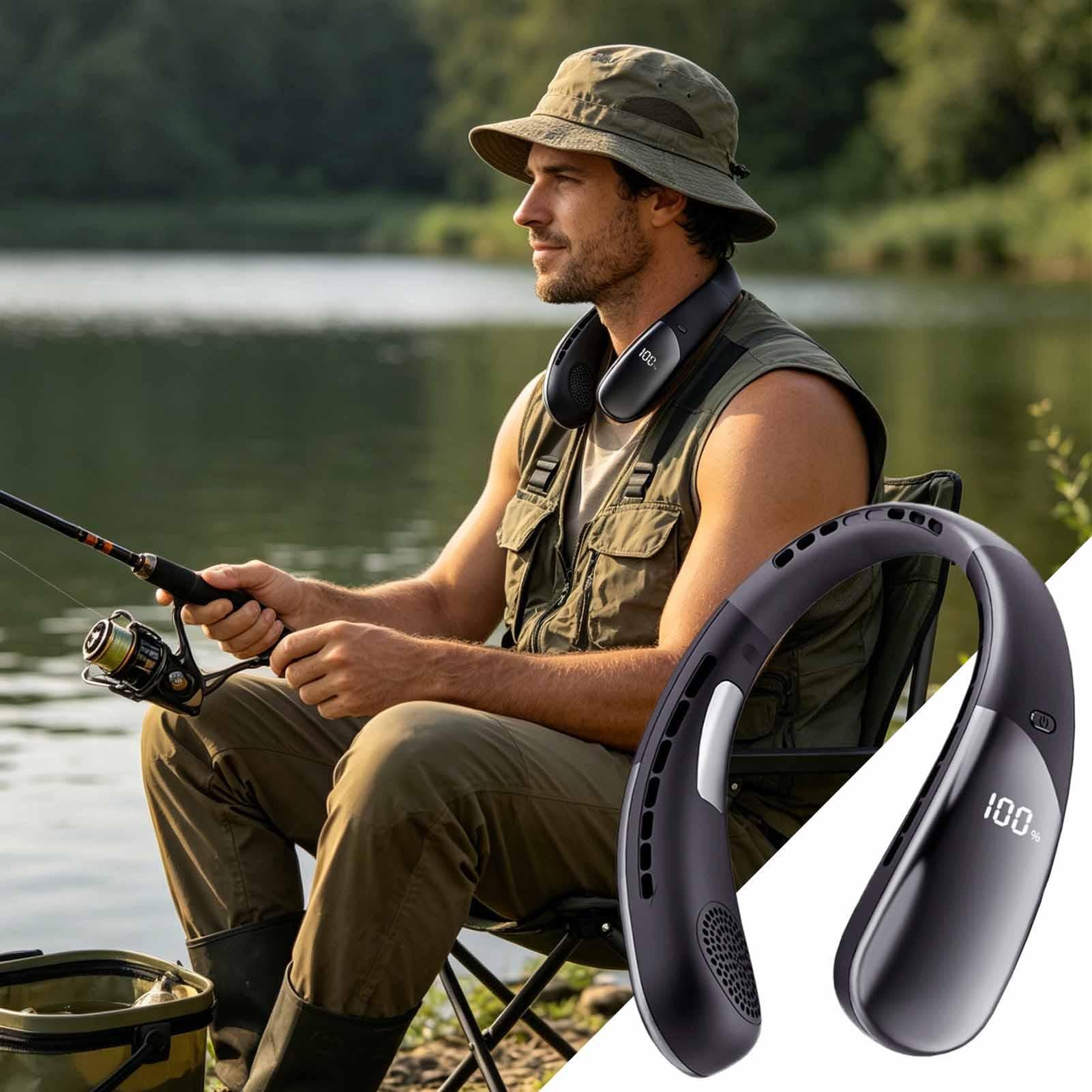 Ventilador Alrededor Del Cuello Pantalla LED Recargable 6 Velocidades
