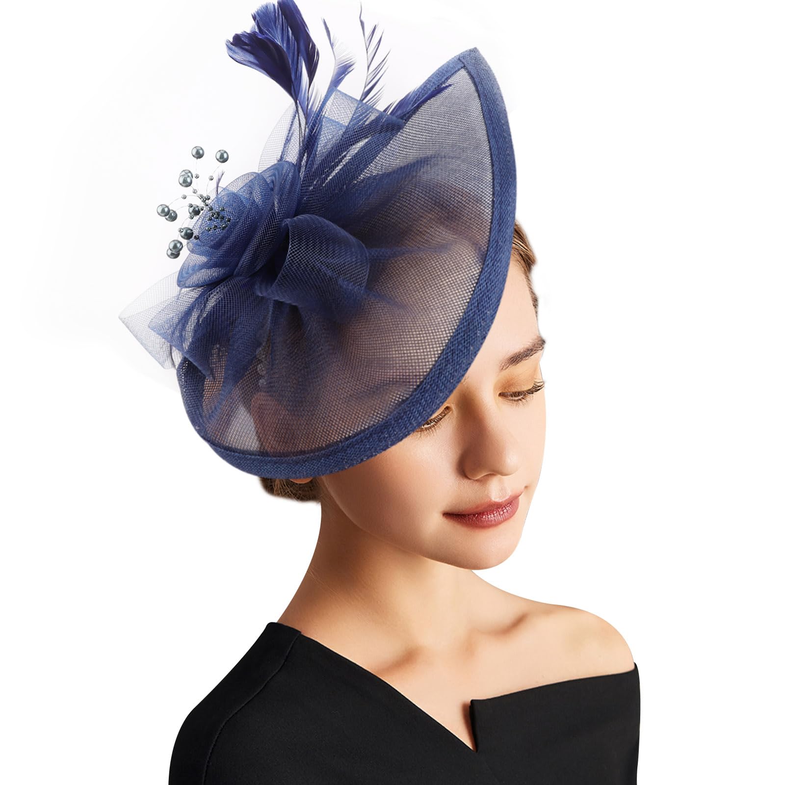 DRESHOW Fascinator Hats Tea Party Hat Vintage Pillbox Hat Headband Cocktail Headwear for Girls and Women