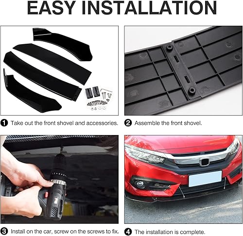 Miniatura 5 de Top10 Racing Alerón universal de parachoques delantero de estilo negro compatible con Audi, Ford, BMW, Honda, Chevrolet, Civic, Benz, Mazda, GMC Car