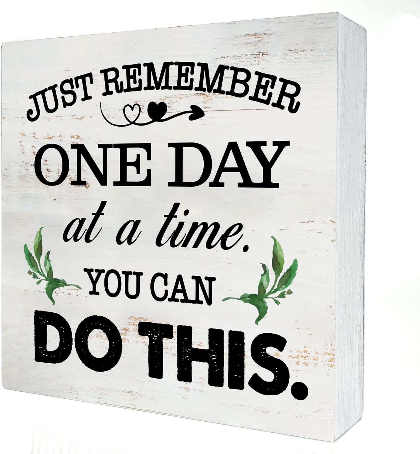 Inspirational Wooden Box Sign 7x7 Inch Rustic Desk Shelf Decor