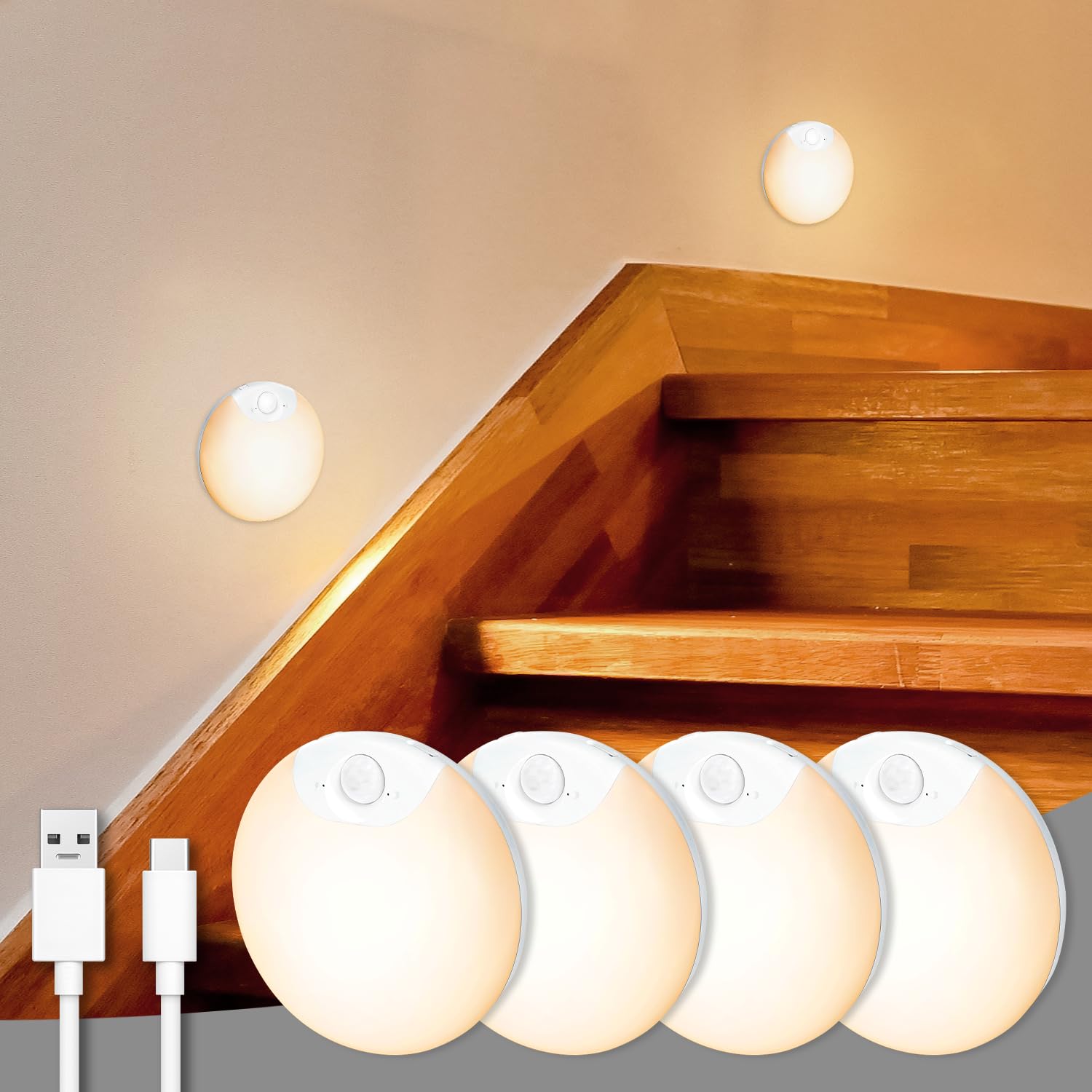Snapklik.com : DAZZY DOT Rechargeable Night Light Motion Sensor Stair Lights  Indoor Wireless, image size:1500x1500