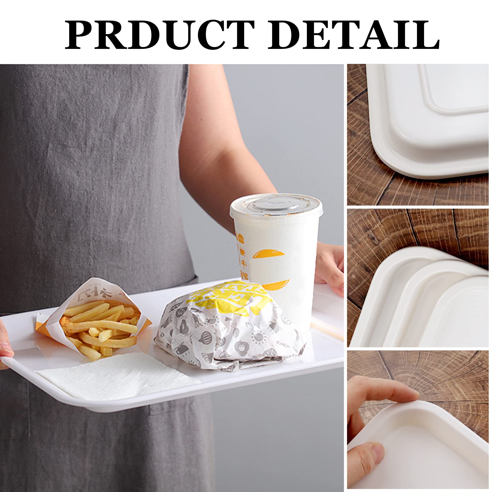 Lot De 3 Plateaux De Service, Réutilisables, Blancs, 33 X 24,5 X