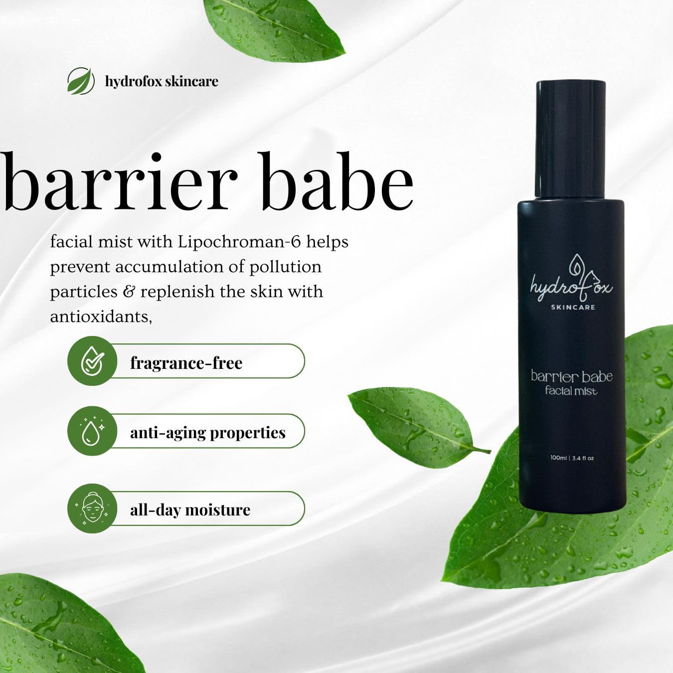 Hydrating Face Mist Spray Barrier Repair Facial Mist with Antioxidants for Skin Hydration, Glow & Pollution Protection Refreshing Daily Face Spray for Work, Travel & Gym, Vegan, 100ml Barrier Babe