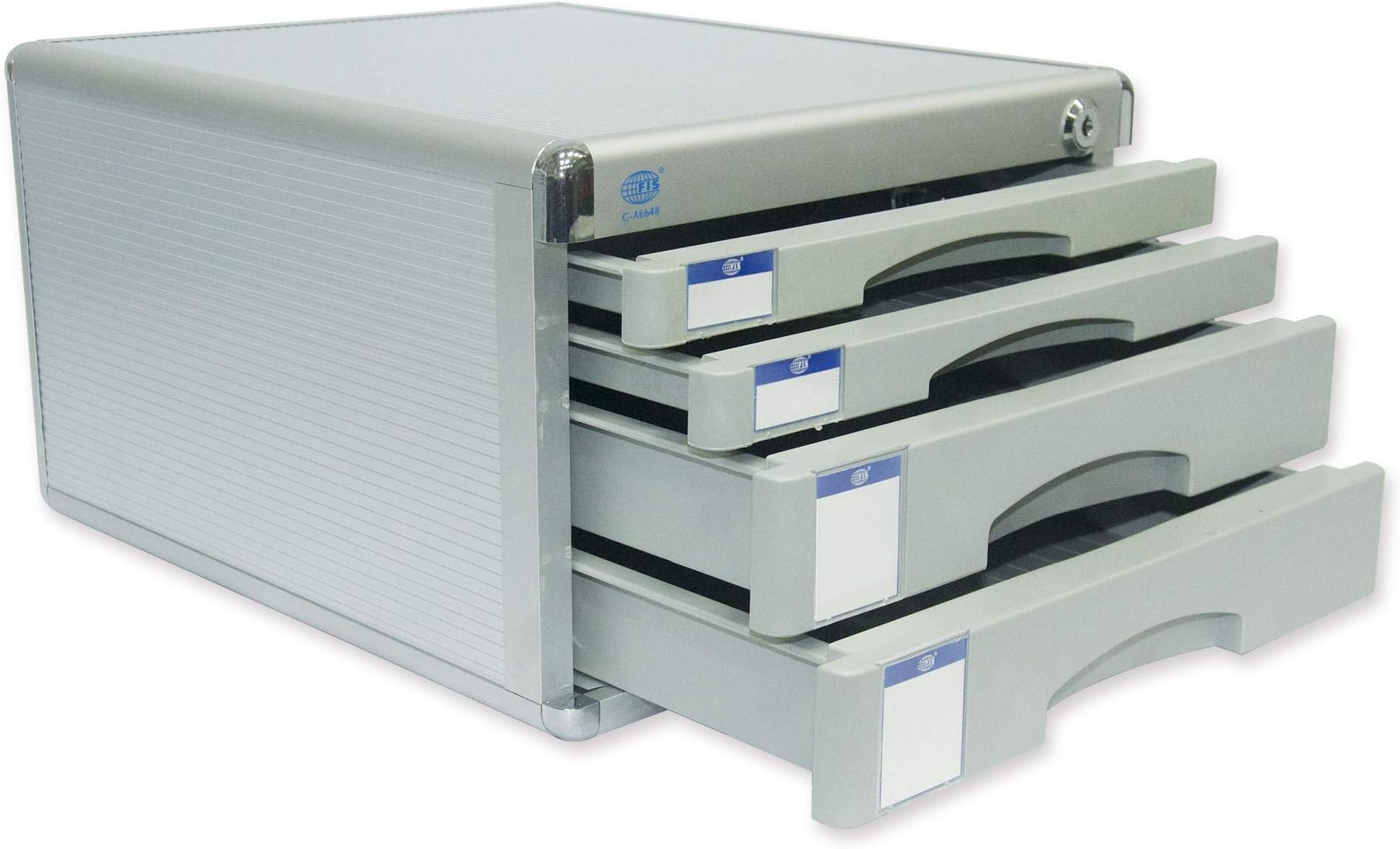 FIS Aluminium File Cabinet With key, 4 Drawers, 300 x 360 x 205 mm - FSOTW-A6648