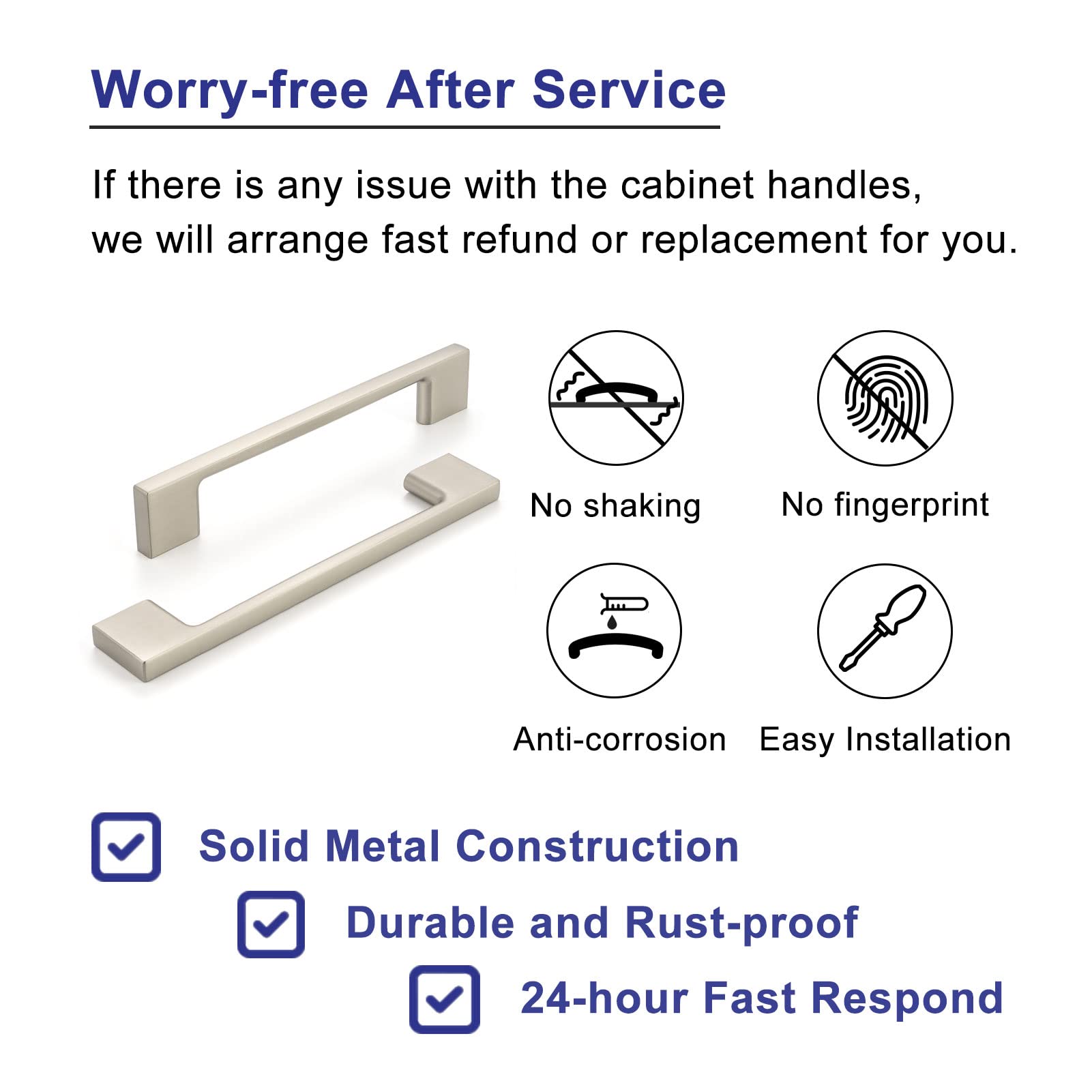 ASKANO Pack of 10, 6-1/4 Inch, Brushed Nickel Wide Foot Kitchen Cabinet Pull Handle ZP2205 | Solid Hardware for Drawer, Dresser, Bathroom, Vanity, Furniture Door, Cupboard, Hole Centers: 6.3"