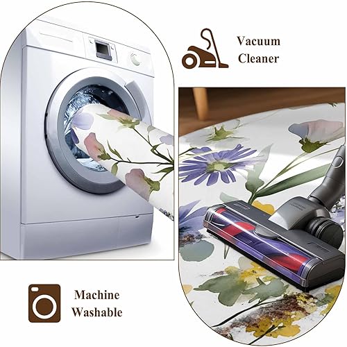 Miniatura 7 de Runner Rugs 2x6 Ft, Botanical Flower Non-Slip Area Rugs for Living Room Bedroom Entryway, Watercolor Retro Spring Farm Leaf Washable Carpet Runner