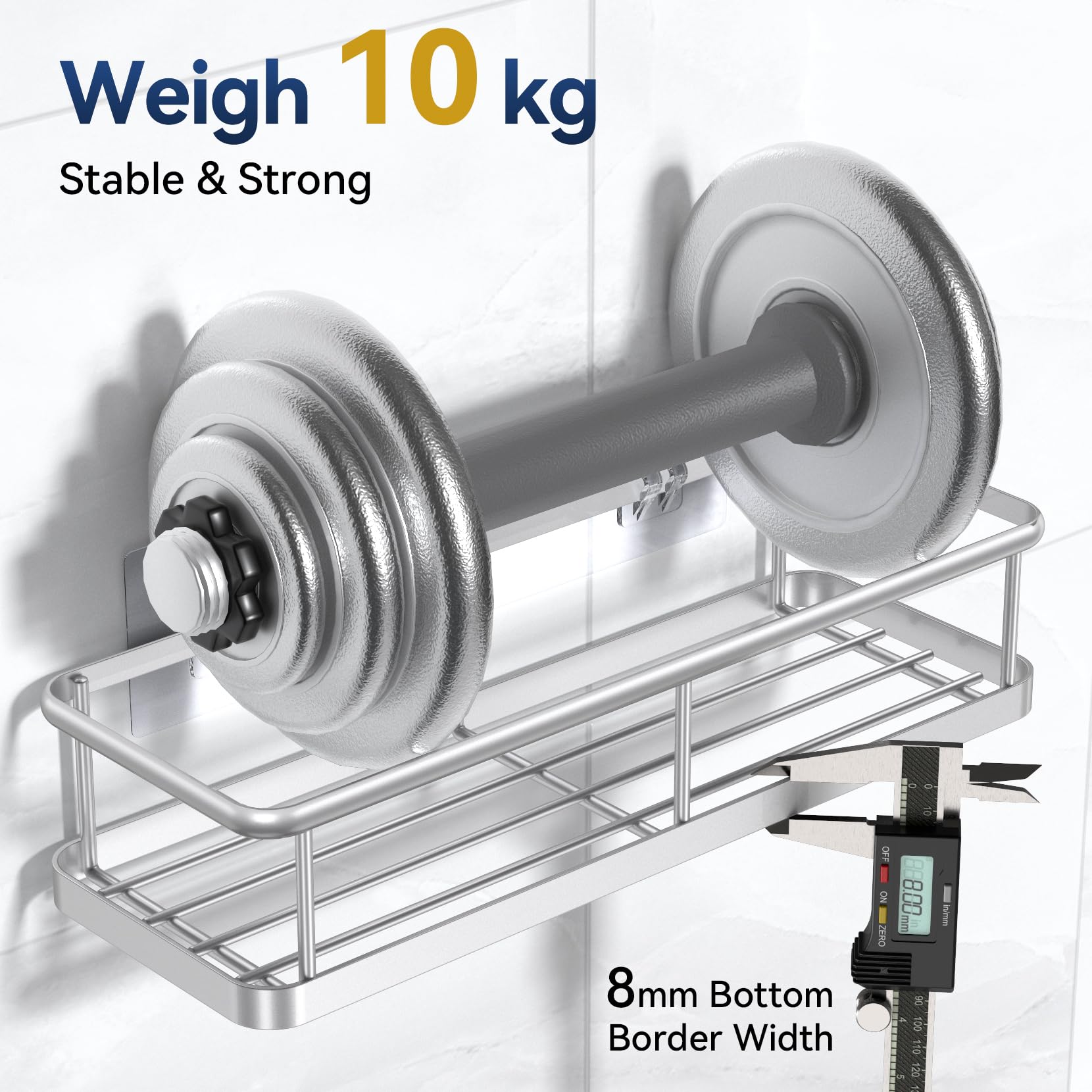 YASONIC Estante de ducha sin taladrar, 3 unidades, estante de ducha inoxidable sin taladrar, estante de baño de gran capacidad, estante de baño, soporte para champú, soporte para ducha, cocina,