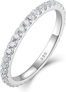 YL Stackable Ring 925 Sterling Silver Wedding Eternity Bands Birthstone Stacking Rings for Women