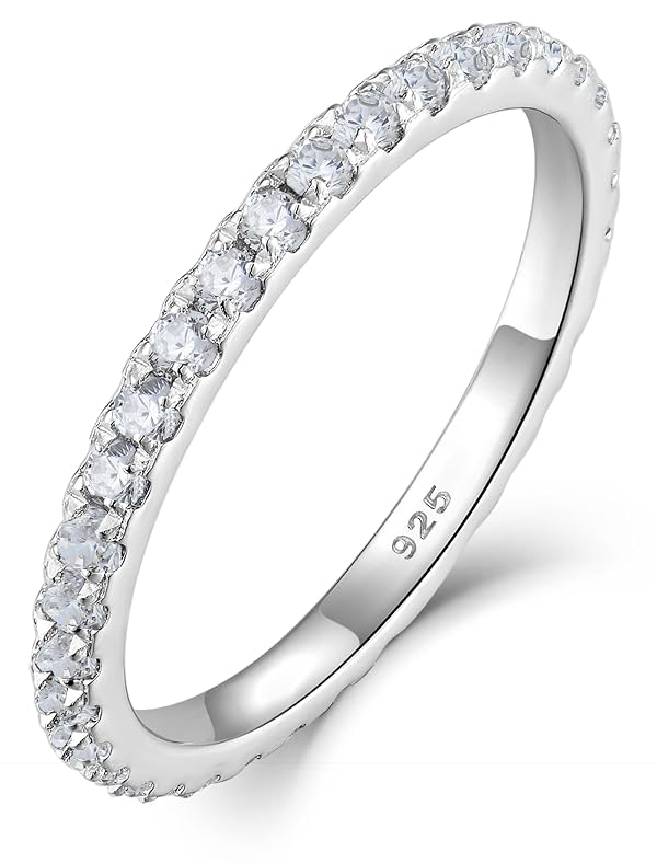 YL Stackable Ring 925 Sterling Silver Wedding Eternity Bands Cubic Zirconia Stacking Rings for Women-size7 by YL - Used condition - US$9.11