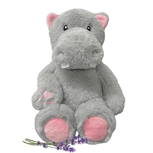 Hippo - Microwavable Weighted Plush Stuffed Animal - Heated Plushie for Warmth - Cute Soft Cozy Toy for