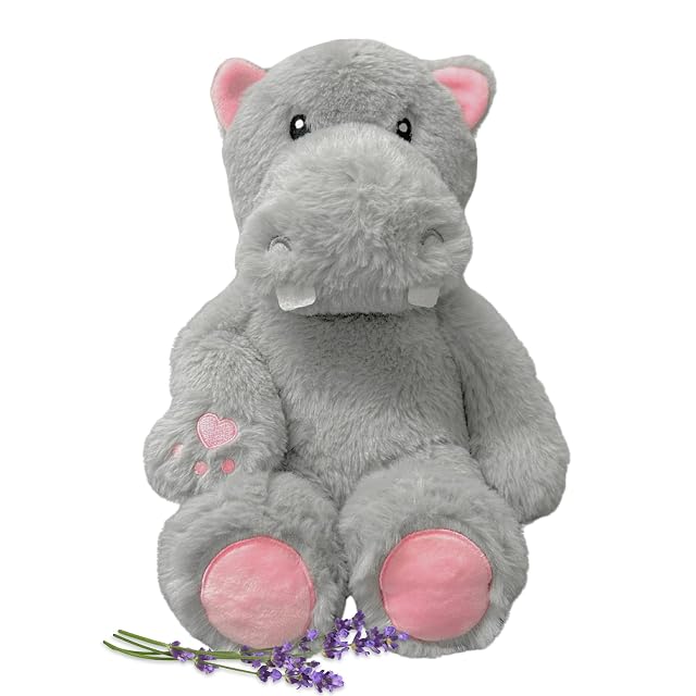 Hippo - Microwavable Weighted Plush Stuffed Animal - Heated Plushie for Warmth - Cute Soft Cozy Toy for