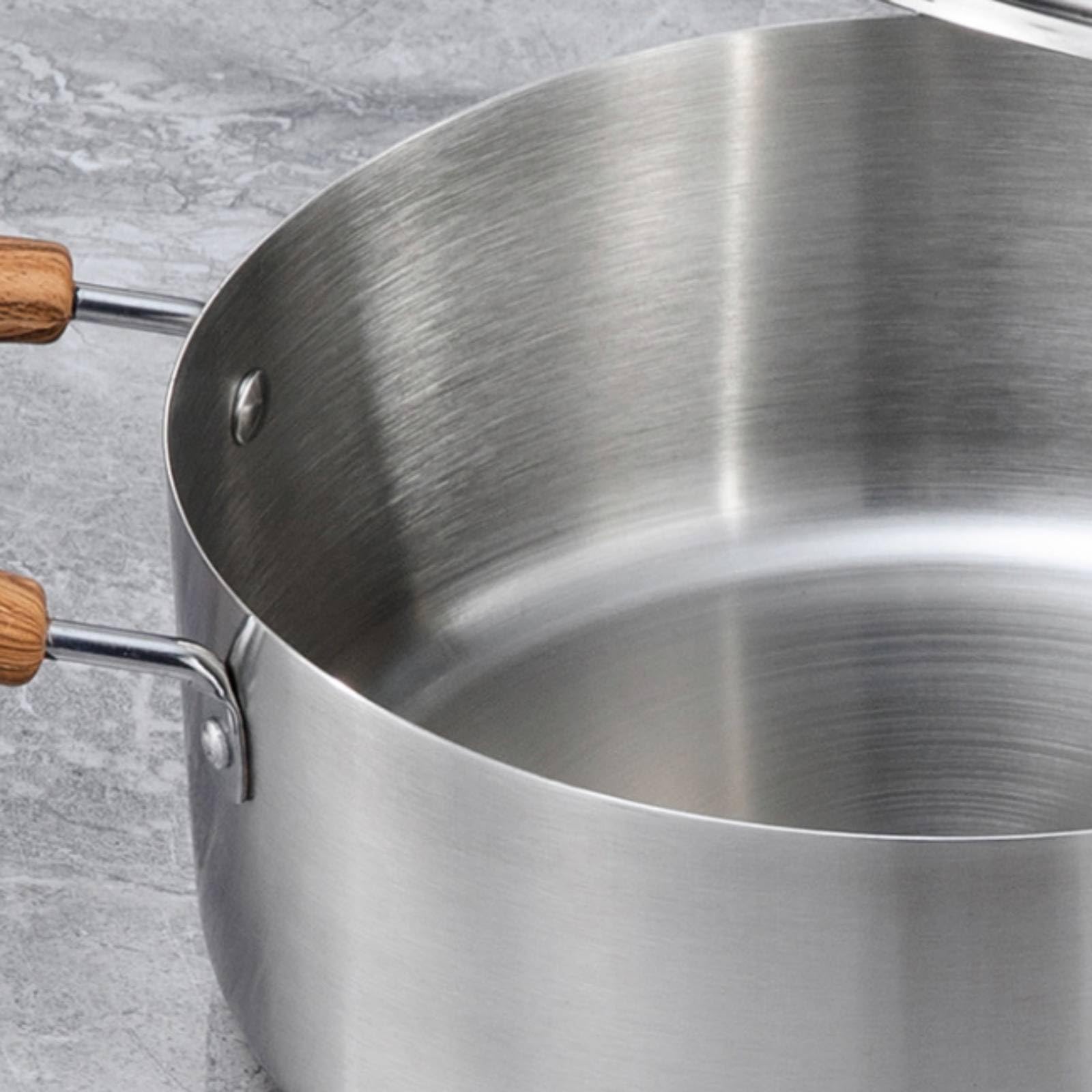 Yajuyi Kochtopf set Edelstahl Töpfe Pfannen Suppentopf Topfset mit Glasdeckel zur Sicht Beim Stabiler Boden für Gleichmäßiges Erhitzen mit Sicheren Griffen, Silbergriff, 16-18-20CM