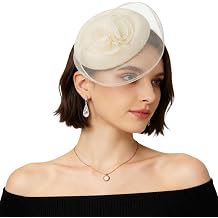 Yookat Fascinator Hats for Women Tea Party Hat Headband Vintage Hair Clip Headwear for Wedding Church Cocktail Pillbox Hats