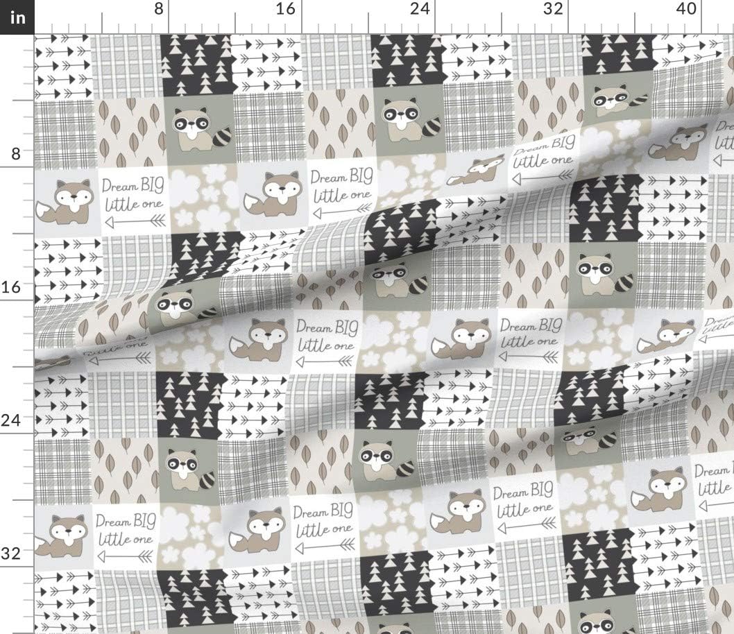 Spoonflower Fabric - Wholecloth Whole Cloth Baby Quilt Cute Raccoon Fox Woodland Sfaut15 Printed on Petal Signature Cotton Fabric by The Yard - Sewing Quilting Apparel Crafts Decor
