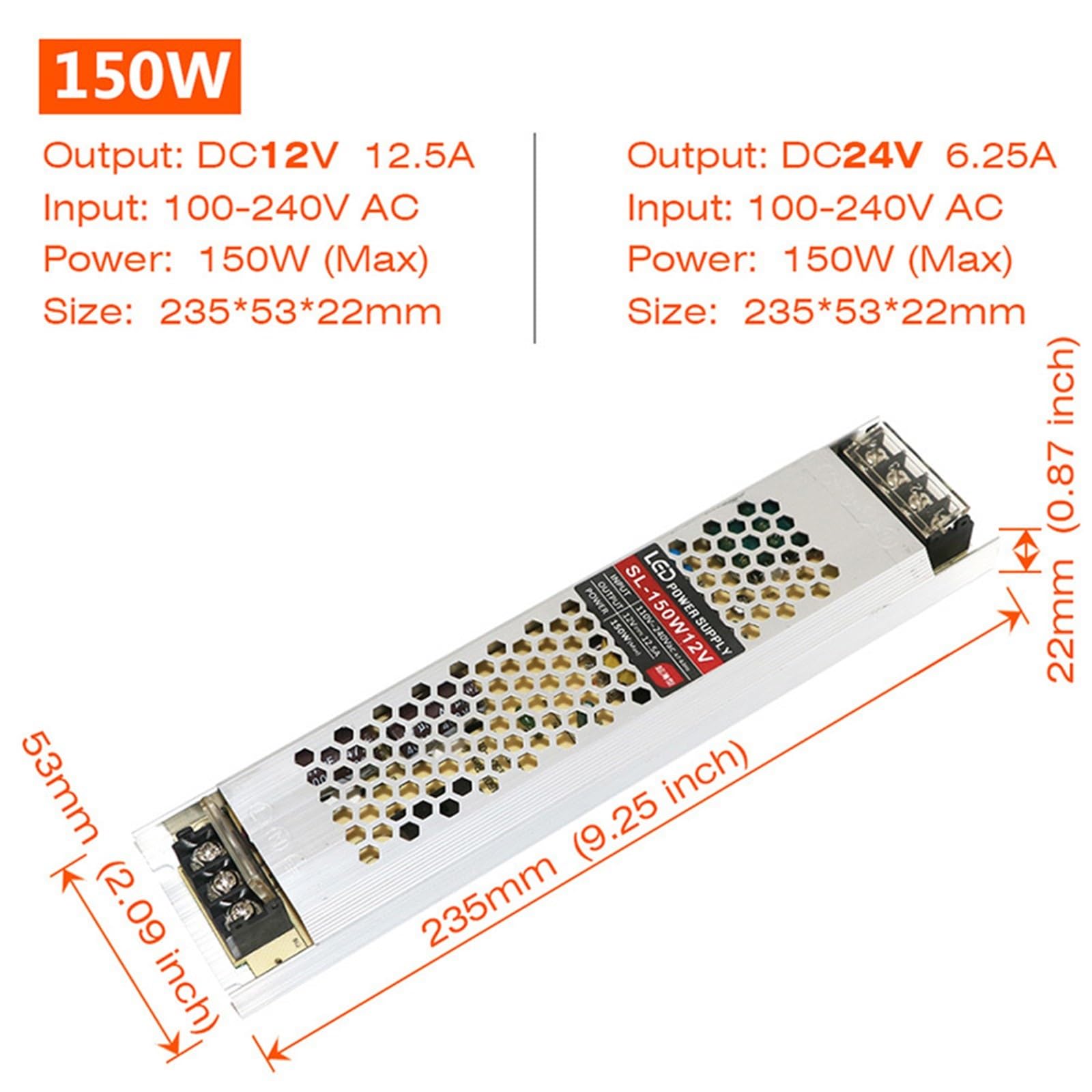 Alimentation ultra-mince for rubans LED à tension constante 12 V CC / 24 V for éclairage(60W,12V)