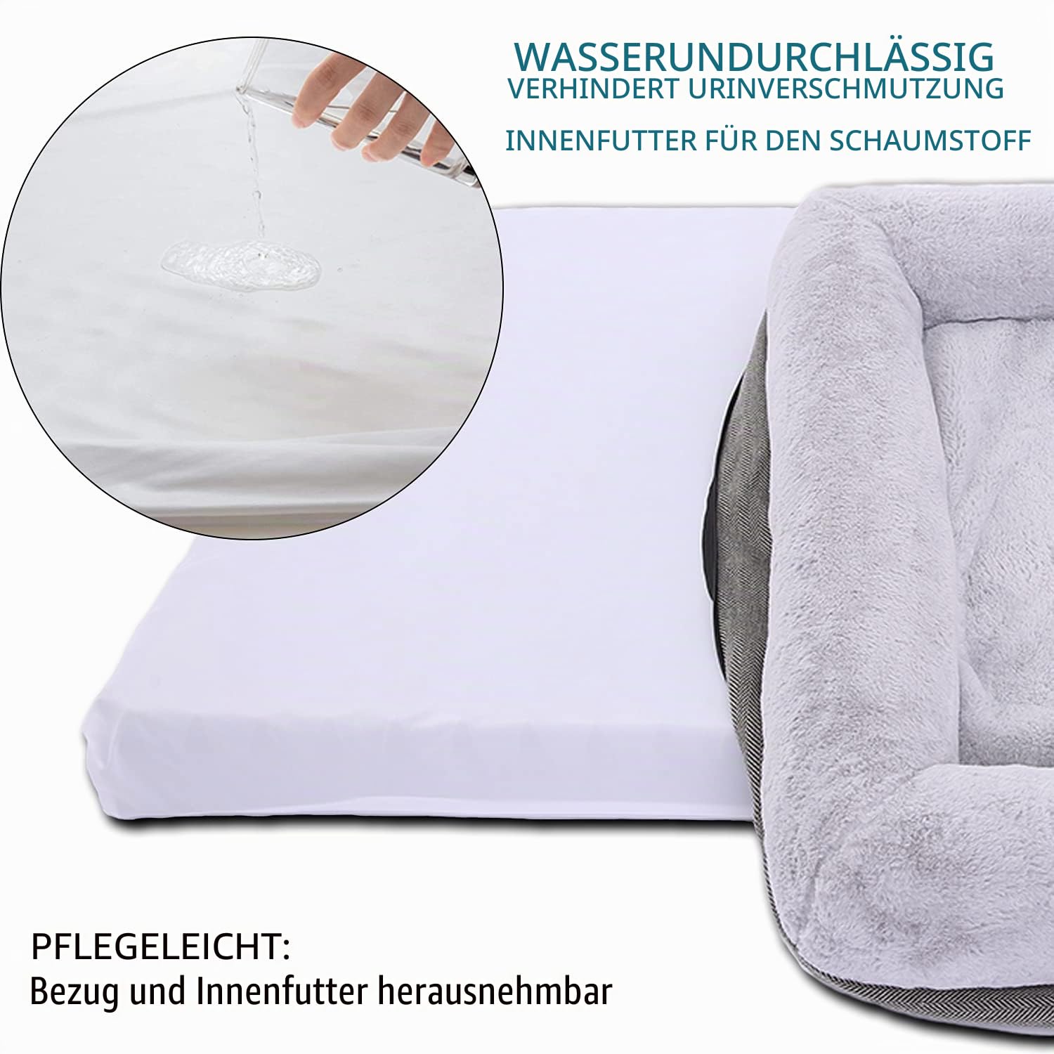 Orthopädisches Hundebett für große Hunde und mittelgroße Hunde, Hundesofa mit wasserdichtem Futter und abnehmbarem, waschbarem Bezug, Hundematte für Kisten und Couch, Welpenbett, Haustierbett