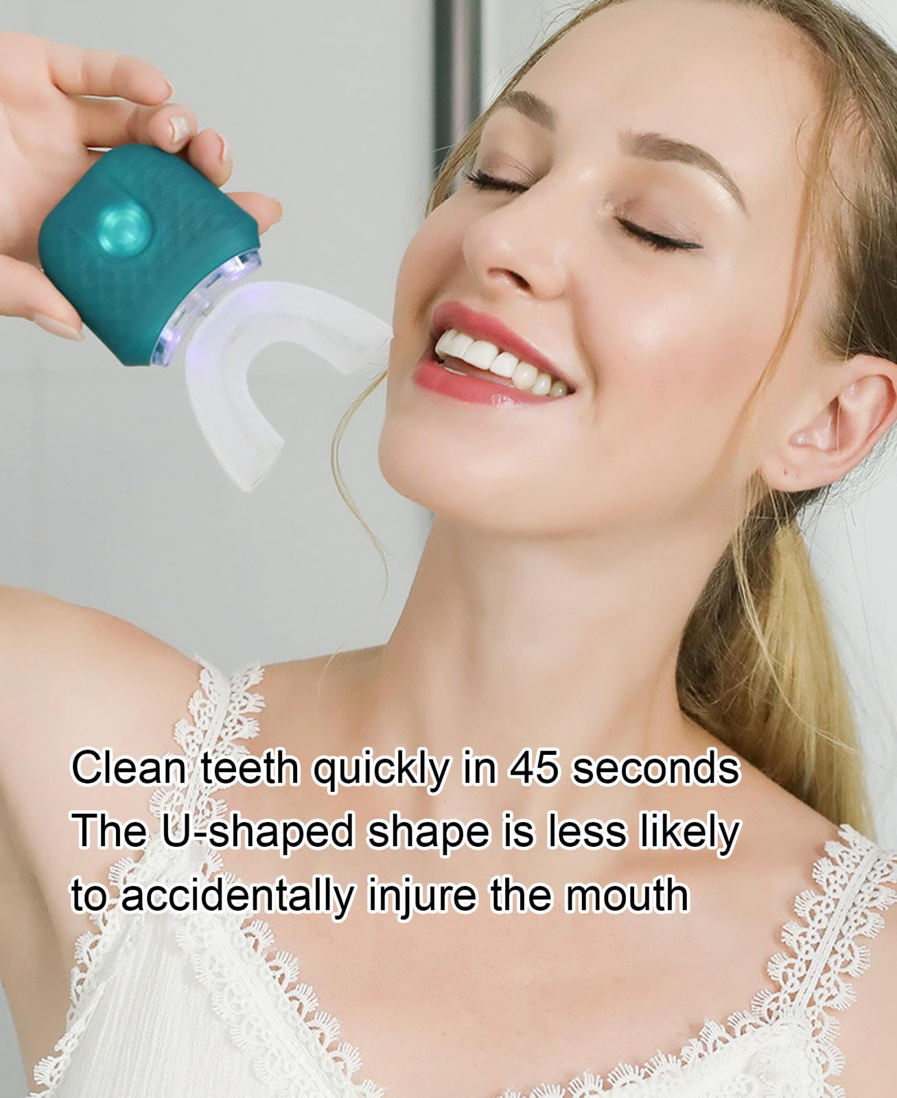 Cepillo de Dientes Ultrasónico, Cepillo de Dientes Automático de 360° en Forma de U, Cepillo de Dientes Impermeable IPX7, Cepillo Eléctrico Para Blanquear Los Dientes,C