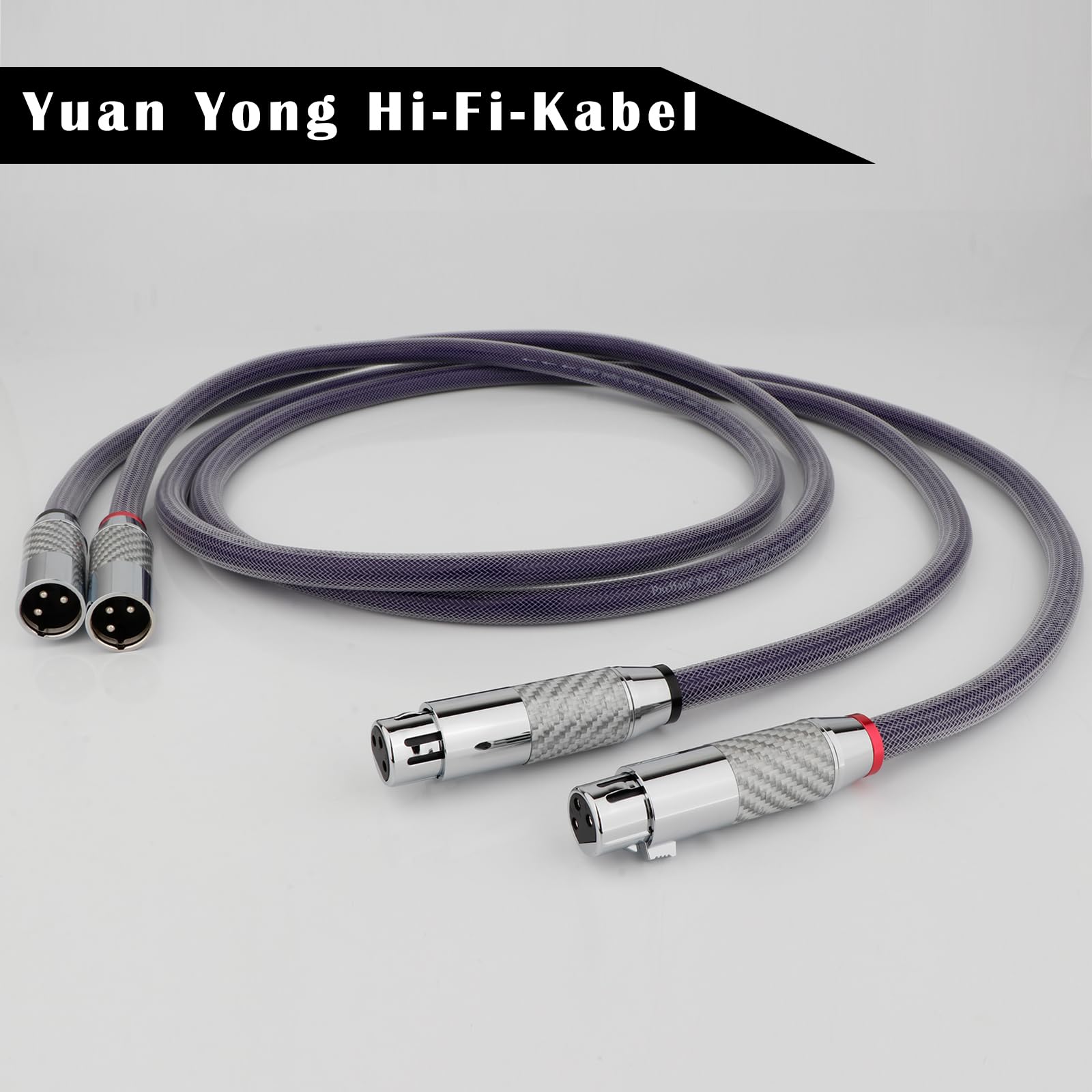 Hi-end XLR Cable de audio de 18 AWG, cable de micrófono XLR de 3 pines macho a hembra 8N OCC cable estéreo con fibra de carbono conector de rodio para estudio grabación micrófono escenario DJ