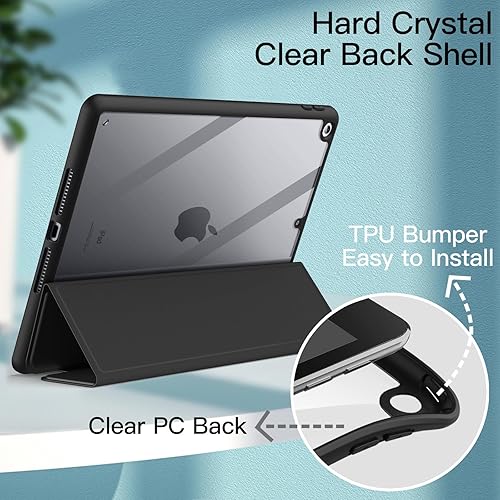 Miniatura 36 de JETech Funda para iPad de 9.7 pulgadas (6ª/5ª generación, 2018/2017) con soporte para lápices, carcasa trasera transparente transparente, soporte