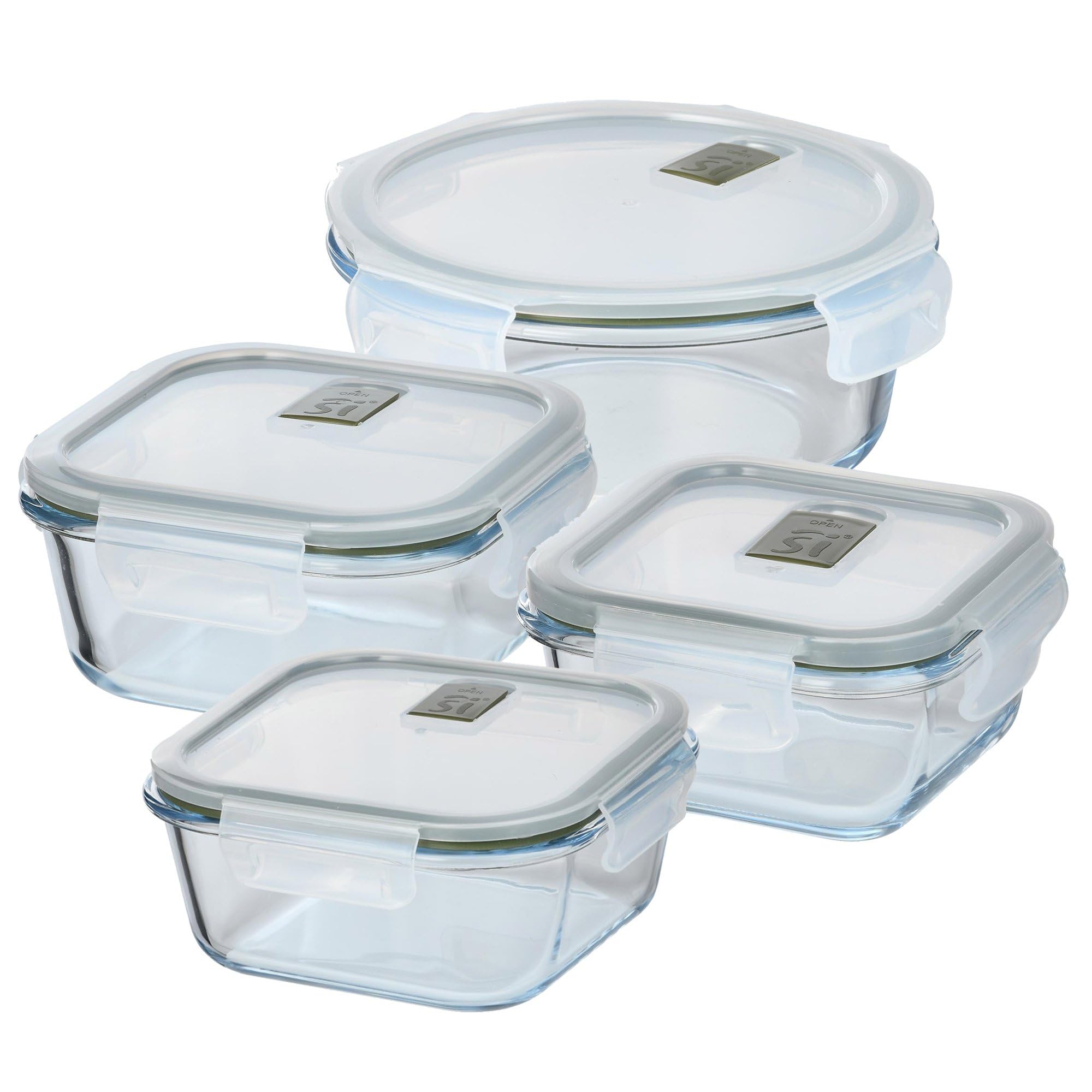 San Ignacio EXPERT Juego de 4 Herméticos Transparentes (320ml + 520ml + 800ml + 950ml) en Vidrio de borosilicato con tapa hermética EXPERT