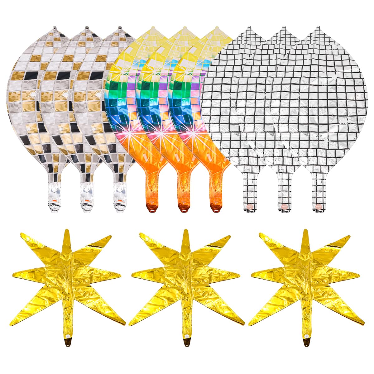 12PCS Disco Ball Balloons 22 Inches Explosion Star Aluminum Foil Balloons for 70s 80s Disco Theme Party Birthday Party