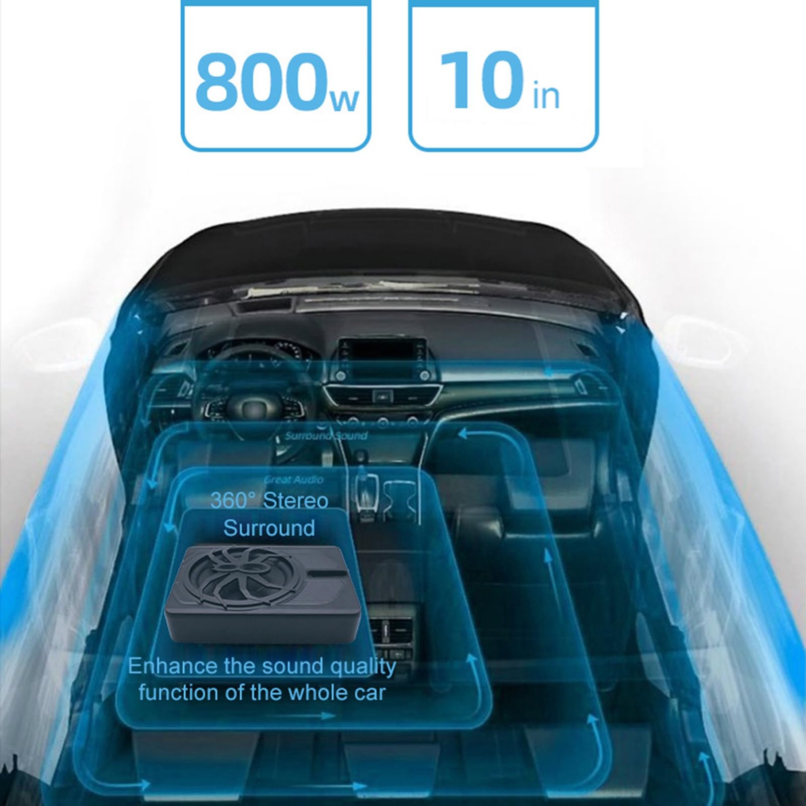 Caisson de Basse 10 Pouces 800W pour Voiture avec Graves Puissants