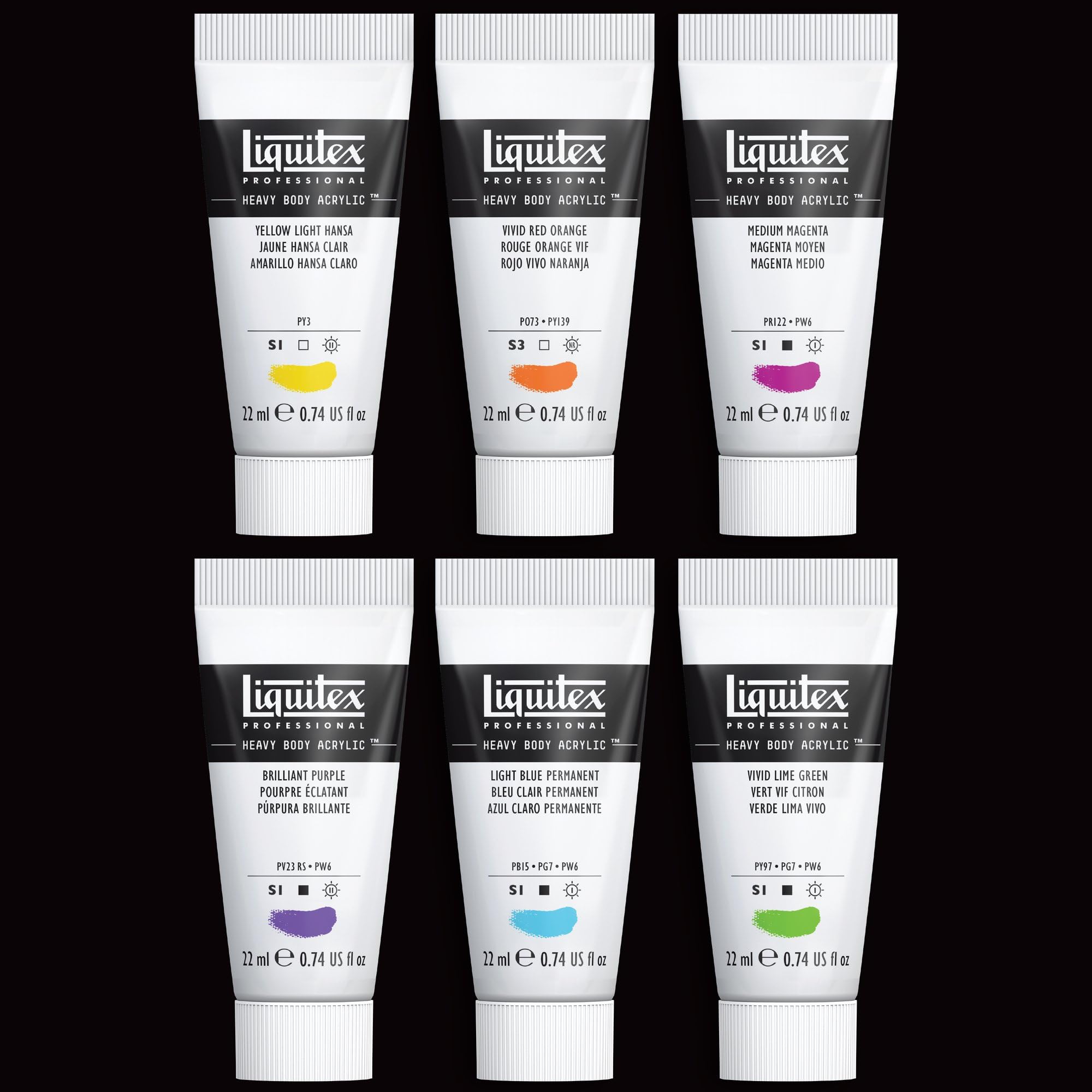 Liquitex Heavy Body - Set di colori acrilici vivaci, 6 x 22 ml