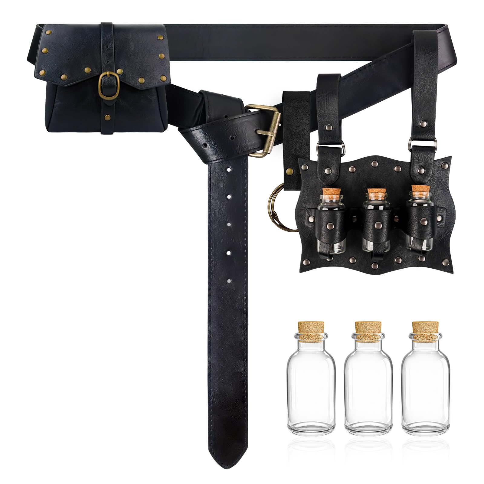 Renaissance Costume Accessories Belt Pouch Medieval Belt Bag Viking Waist Bag Potion Bottles Pirate for Cosplay Festival LARP Halloween Christmas