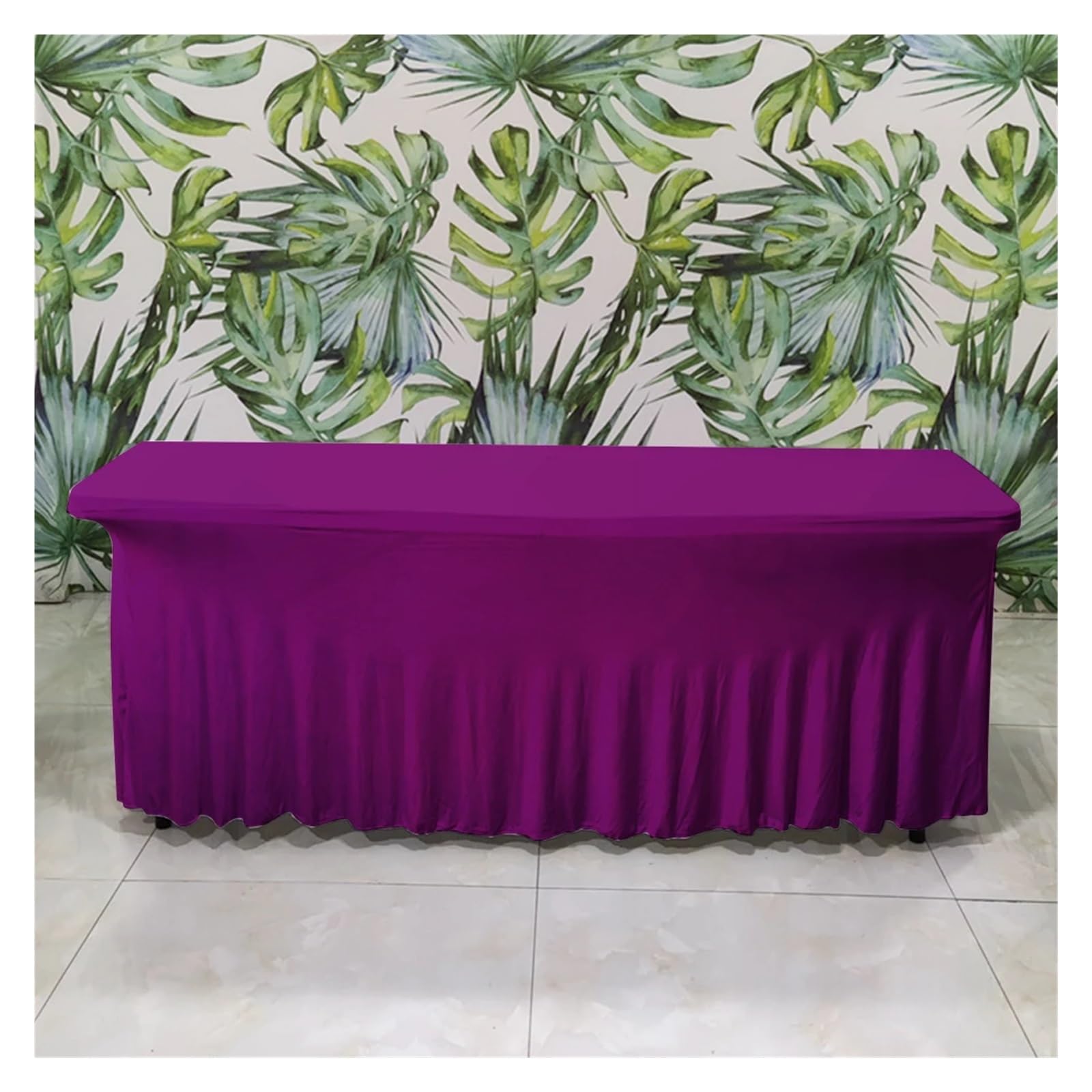 Nappe rectangulaire extensible en spandex lavable et infroissable pour buffet de fête
