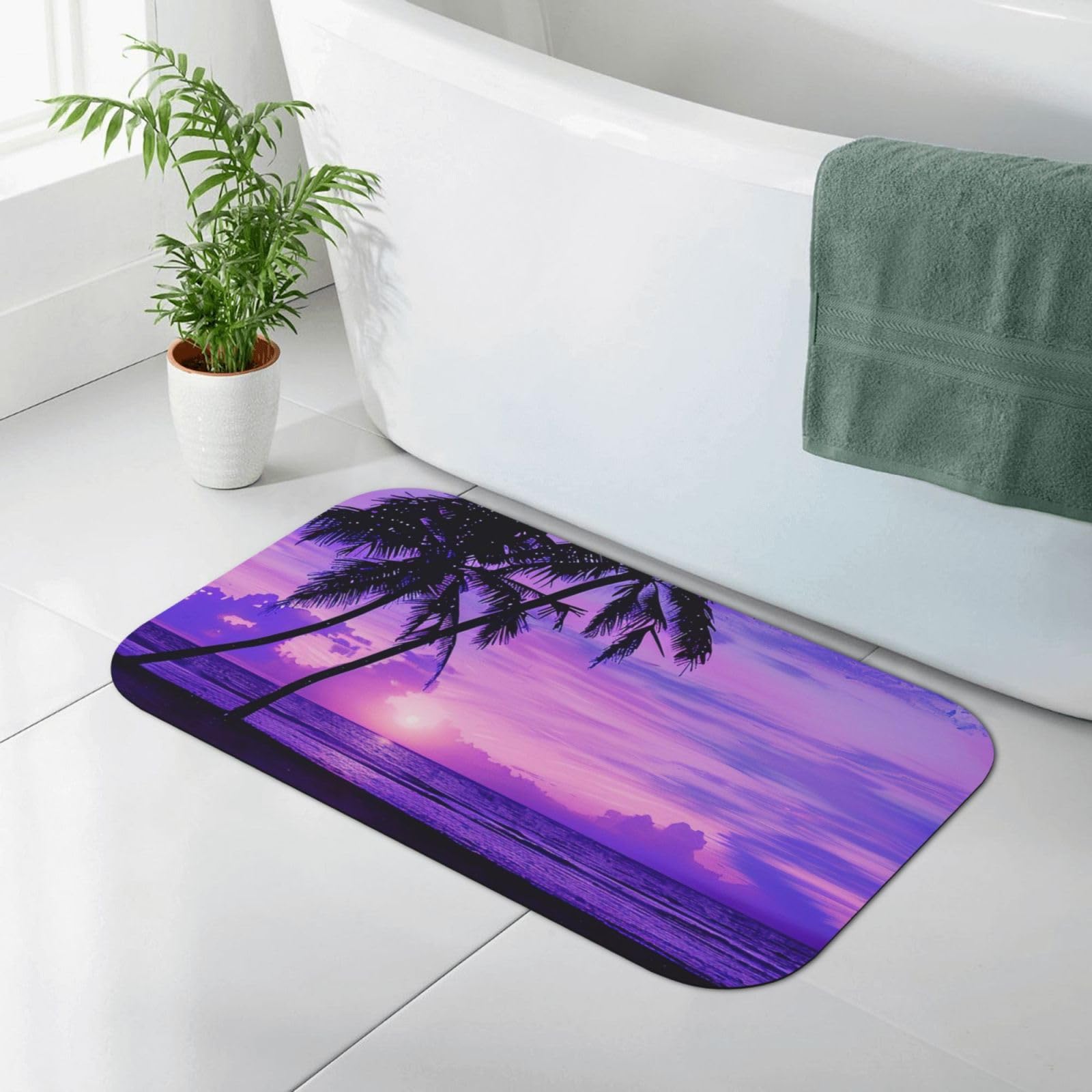 Tapis de bain en diatomées haut de gamme au design palmier moderne