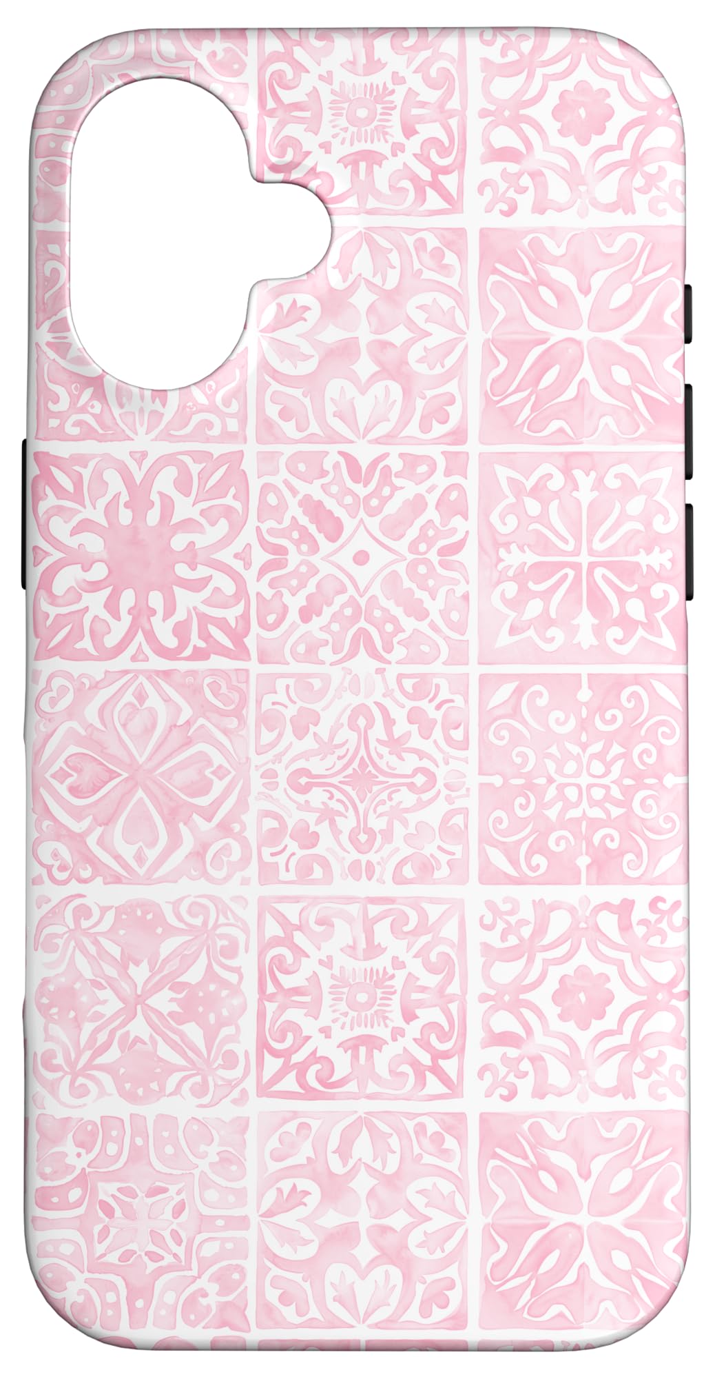Light Pink Porcelain Mediterranean Watercolor Tile Majolica Case for iPhone 16