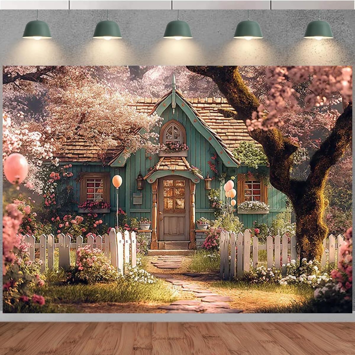 Spring Rustic Wooden House Flower Photography Background Forest Wonderland Birthday Party Decoration Baby Shower Birthday Party Backdrops Wedding
