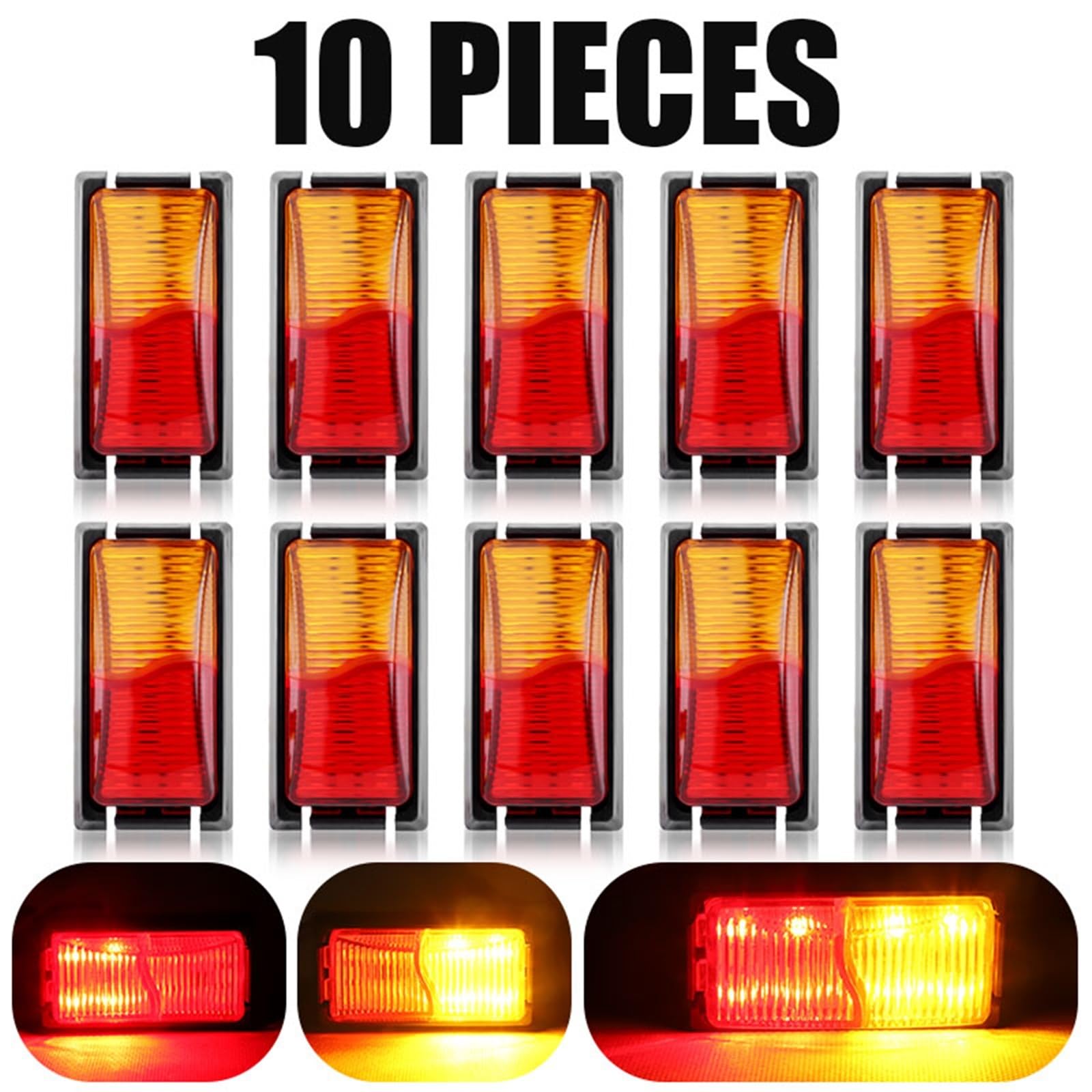 Indicatore di Direzione Rosso Giallo Luce Freno Posteriore Camion Coda LED Indicatore Laterale Della Lampada Indicatori 12V 24V Per Rimorchio RV Van 8LED Indicatore Laterale(10pcs Red Yellow)