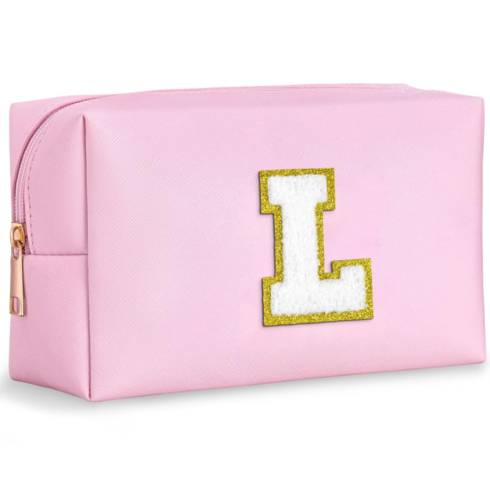 YOOLIFE Geschenk Mädchen 6 7 8 9 10 11 12 13 14 15 Jahre - Buchstaben Kosmetiktasche Damen Mädchen Schminktasche, Reise Make up Tasche, Teenager Geschenke für Damen Freund Schwester Mama, Rosa L - 1