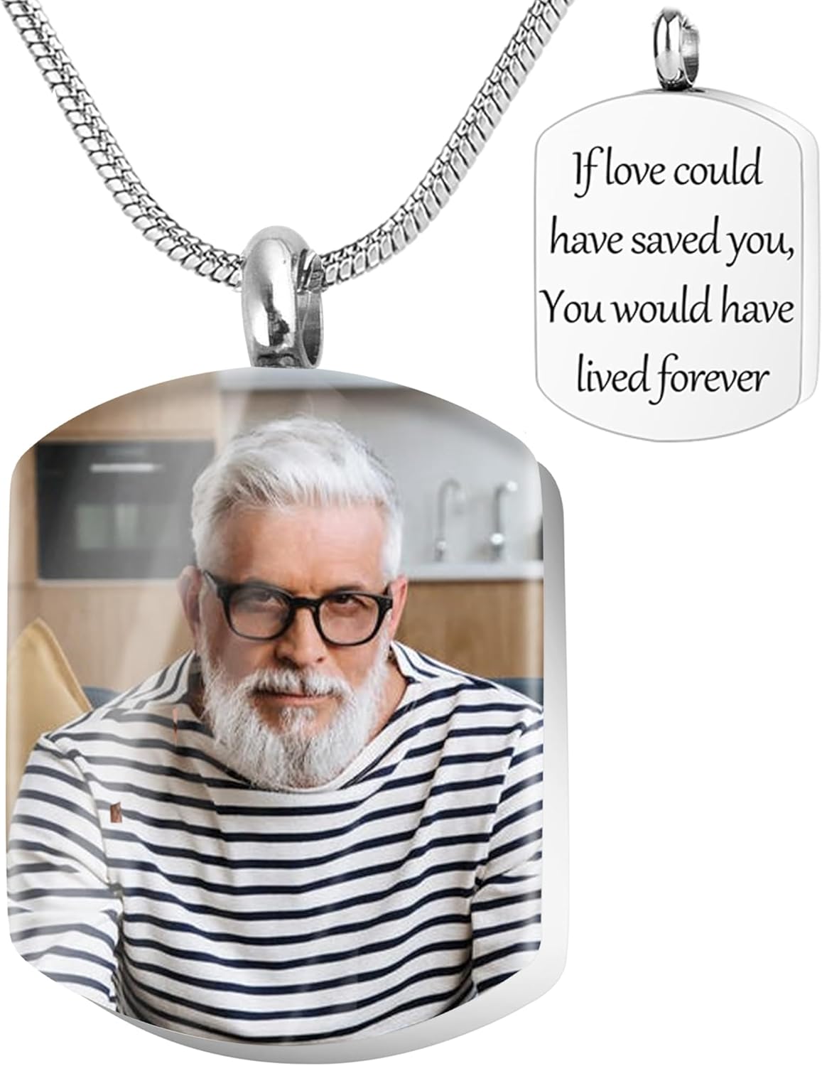 Bivei Personalized Urn Necklace for Ashes, Custom Photo Ashes Necklace for Human Pet, Memorial Keepsake Cremation Jewelry Gifts for Women Men