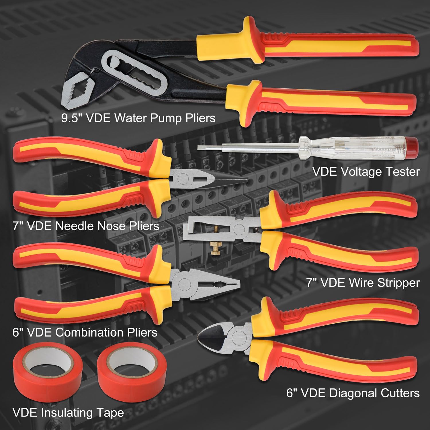 Gunpla Juego de destornilladores y alicates aislados de 1000 V, acero CR-V magnético Phillips ranurado Pozidriv Torx, destornillador certificado VDE y GS, 15 piezas