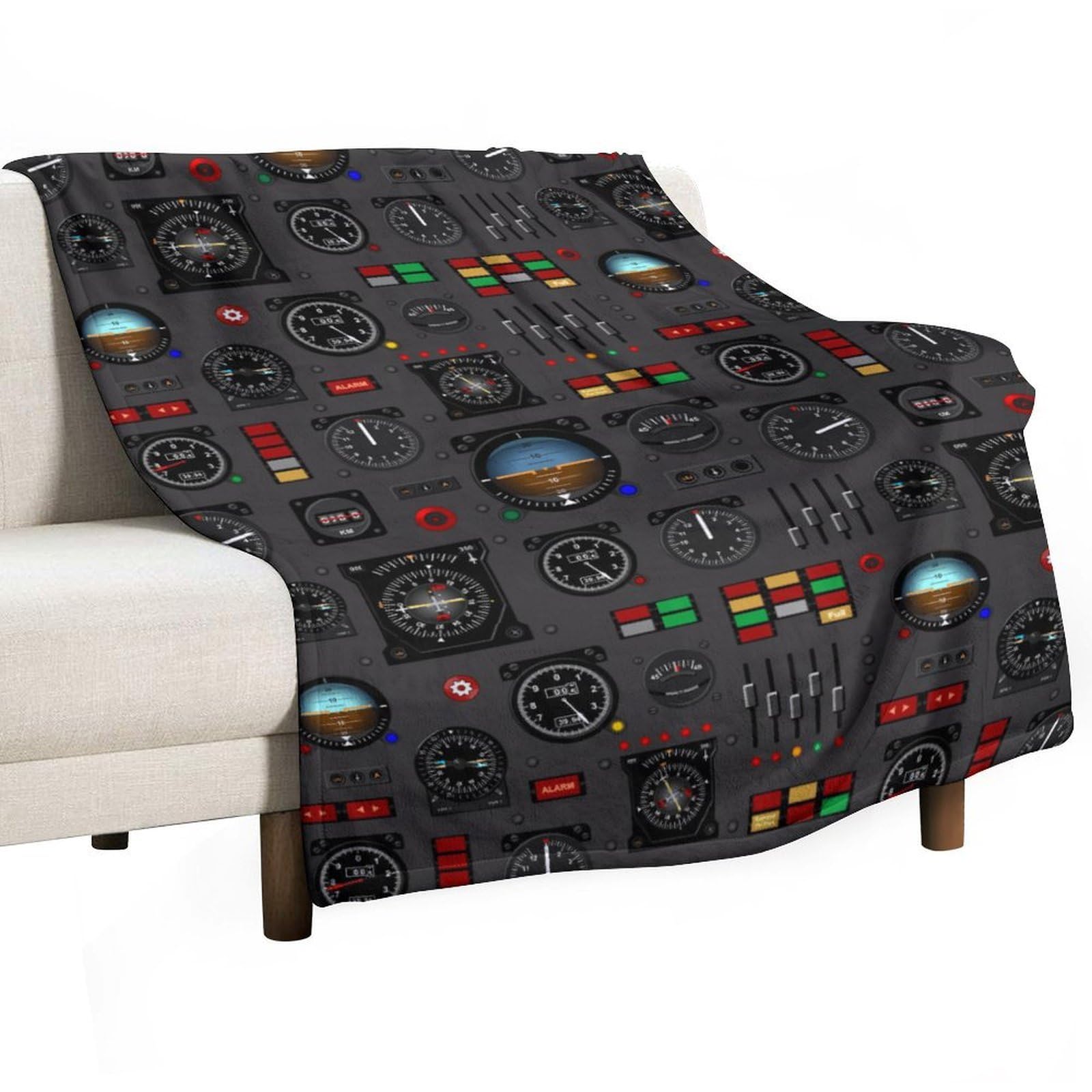 Cgsbngha Style Airplane Instrument Panel Flannel Fleece Blanket Lightweight Soft Throw Blankets For Sofa Couch Bed Chair