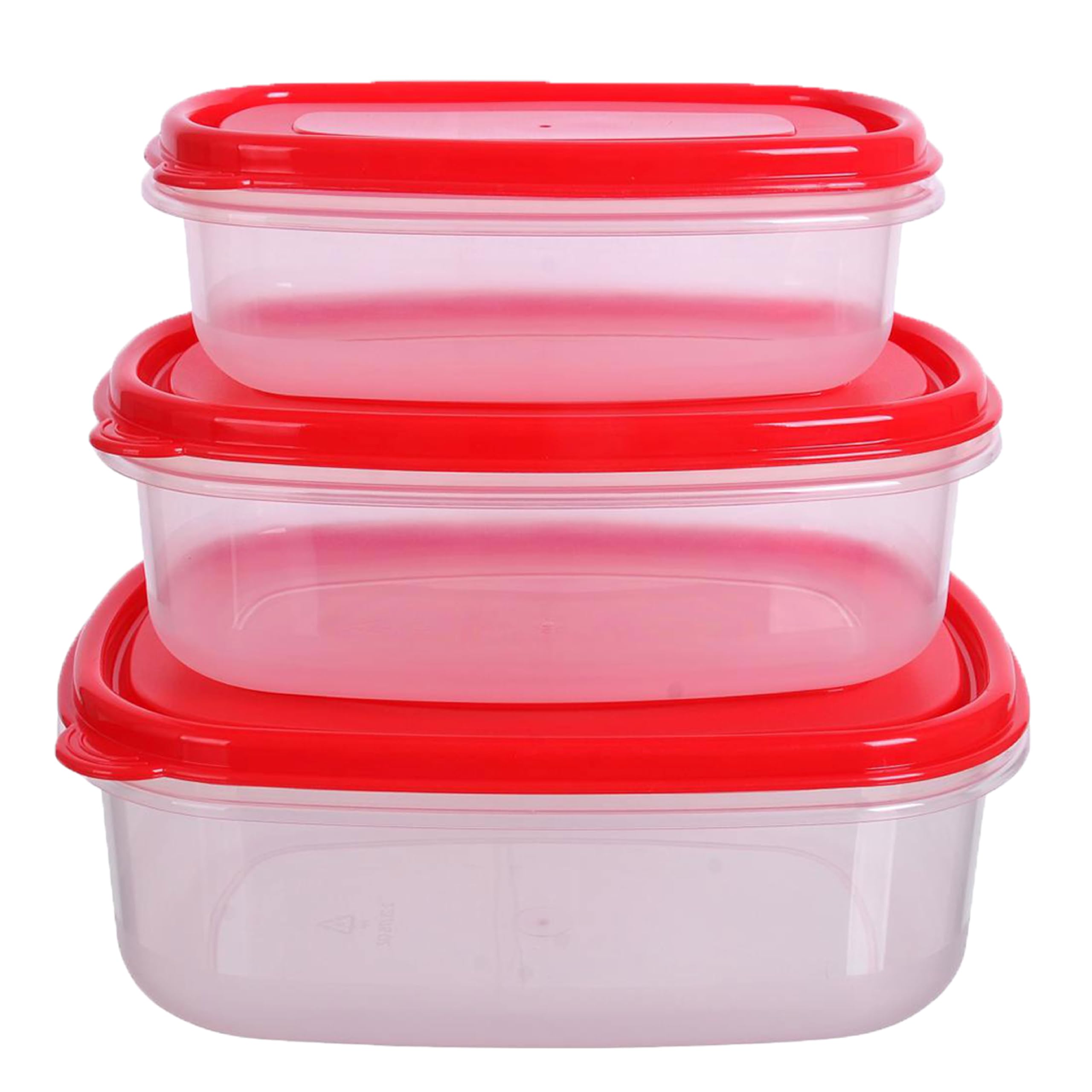 HOMESHOPA Plastic Food Storage Containers, 3 Pack (700ml, 1.2 & 2.2L) Rectangular Leakproof Airtight BPA-Free Reusable & Stackable Meal Prep Lunch Boxes, Microwave Freezer Dishwasher Safe