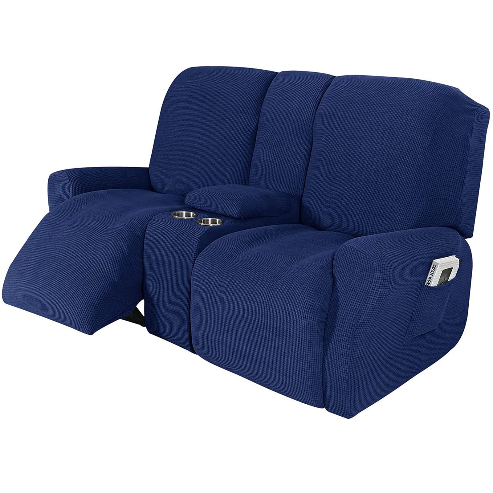 Recliner Sofa Slipcover, with Cup Holders - Furniture Protector Cover for 2-3 Seater Reclining Sofa with Console - Sofa Cover
