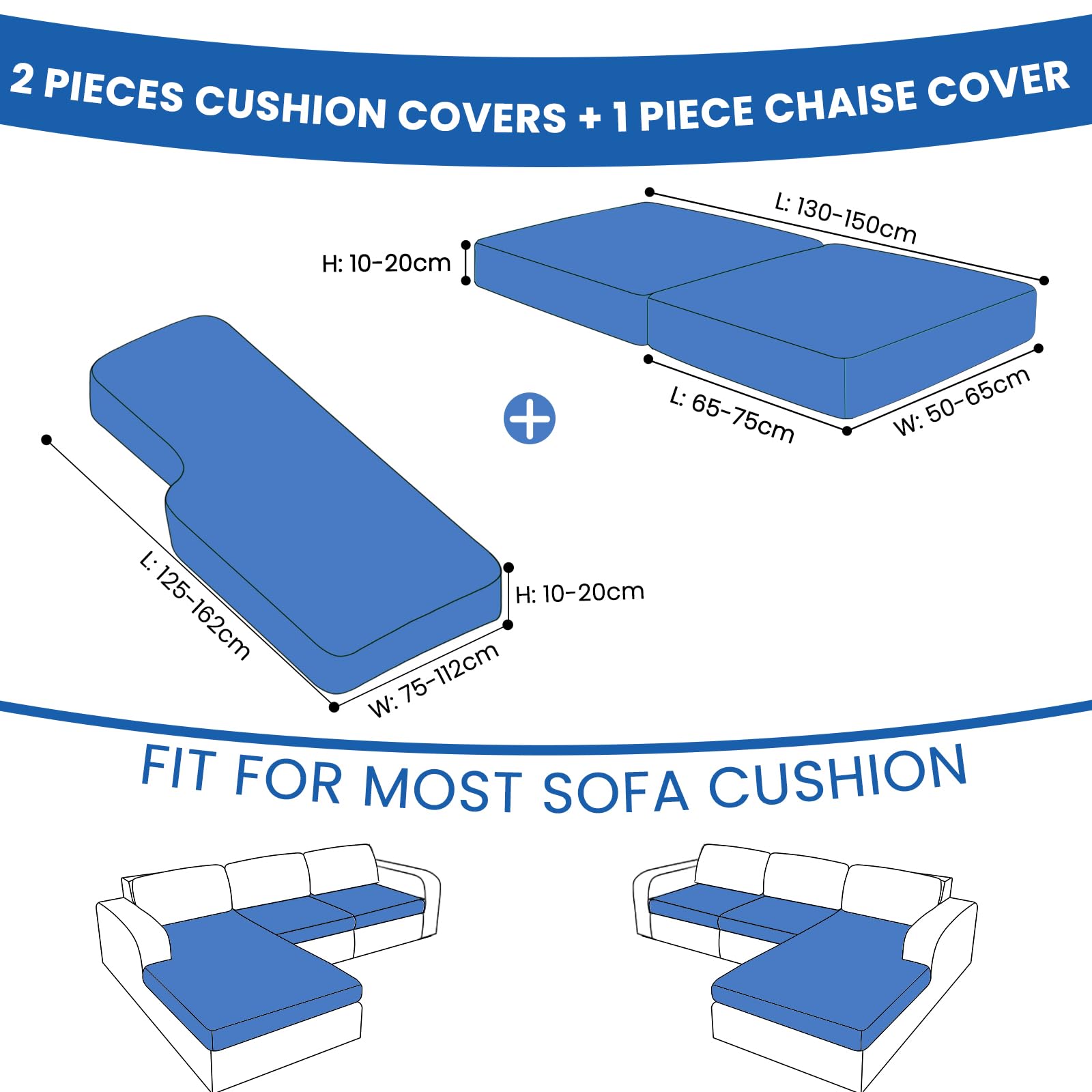 YSTELLAA Copricuscini Divano Elasticizzato, Copri Cuscino Divano Universale, Copricuscini per Divani, Copridivano Cuscini Separati, per Soggiorno(1 Posto*2+Chaiselongue, Kaki)