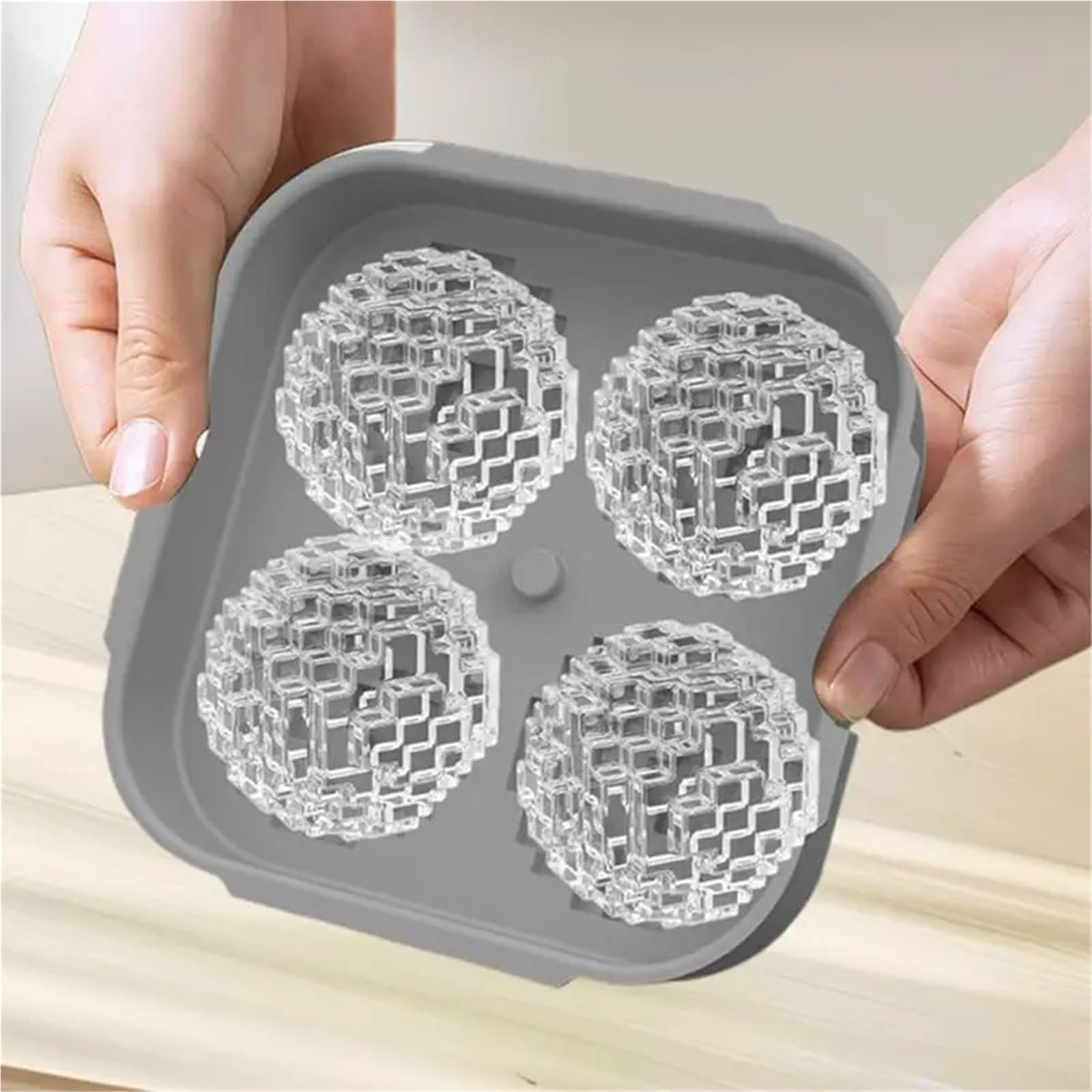 Eiswürfelformen 4 Grid 3D Ice Ball Ices Cube Silikon Tray Form Mit Deckel Wiederverwendbare Eis(Black)