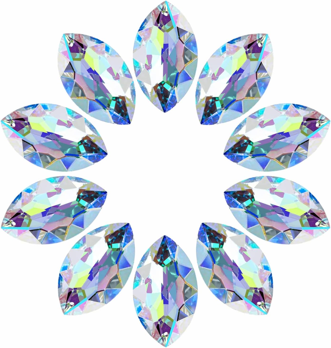 LoveUnited10pcs Crystal Pendants 1.5"/38mm Crystal Suncatcher - Hanging Crystals Prisms for Windows, FengShui, Hanging Ornament for Decoration, Chandelier Crystals Replacement (Color)