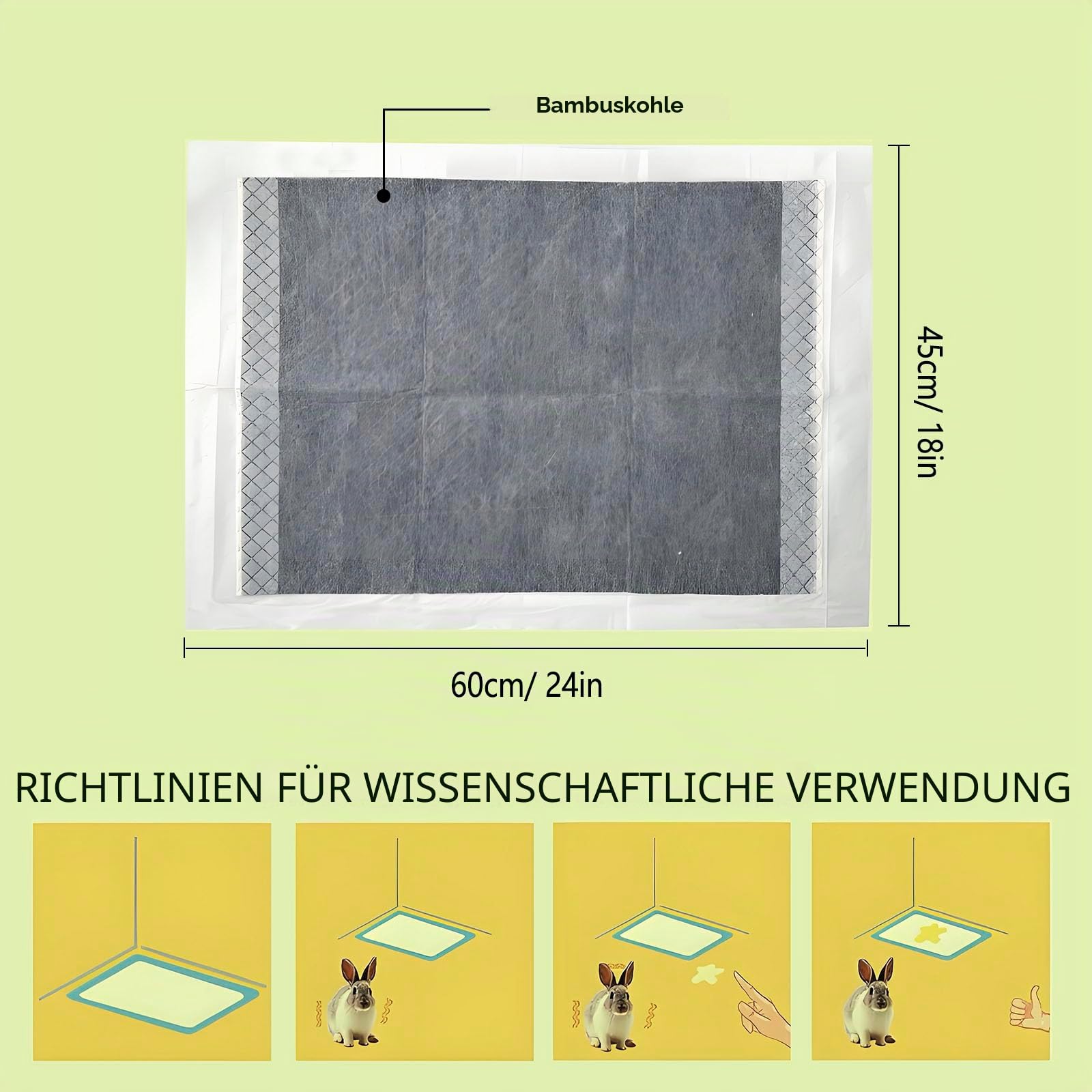 PIPI Matten für Kaninchen, Hygienematte für Meerschweinchen, 60 Stück Einweg-Käfigeinlagen mit Super Saugfähig & Geruchshemmend für Welpen Katzen Chinchillas Hamster Frettchen Lgel (60x45cm)