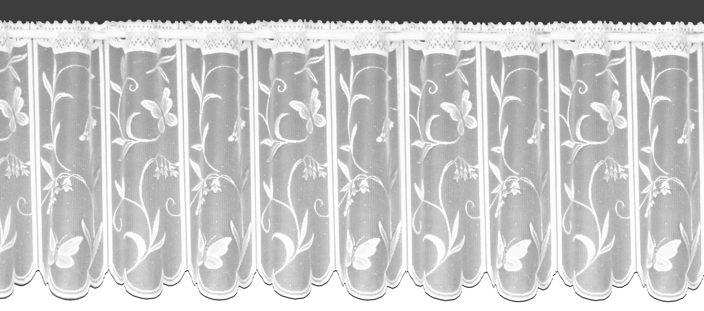 Silverthorn Soft Furnishings White - Moana Café Net – A Beautiful Lace Café Net With Scalloped Base – Sold By The Metre. (38Cm Drop / 15 Inch Drop)